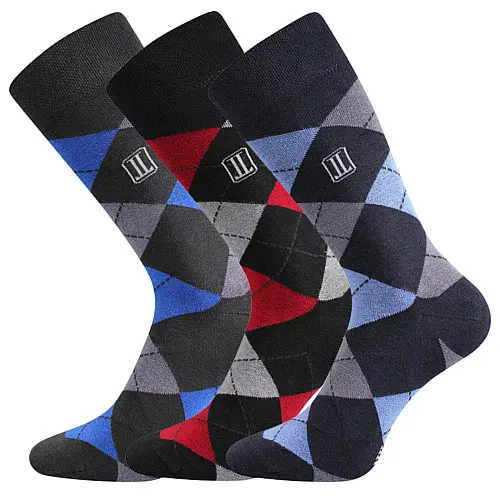 3PACK ponožky Lonka vícebarevné (Dikarus-káro/mix B)