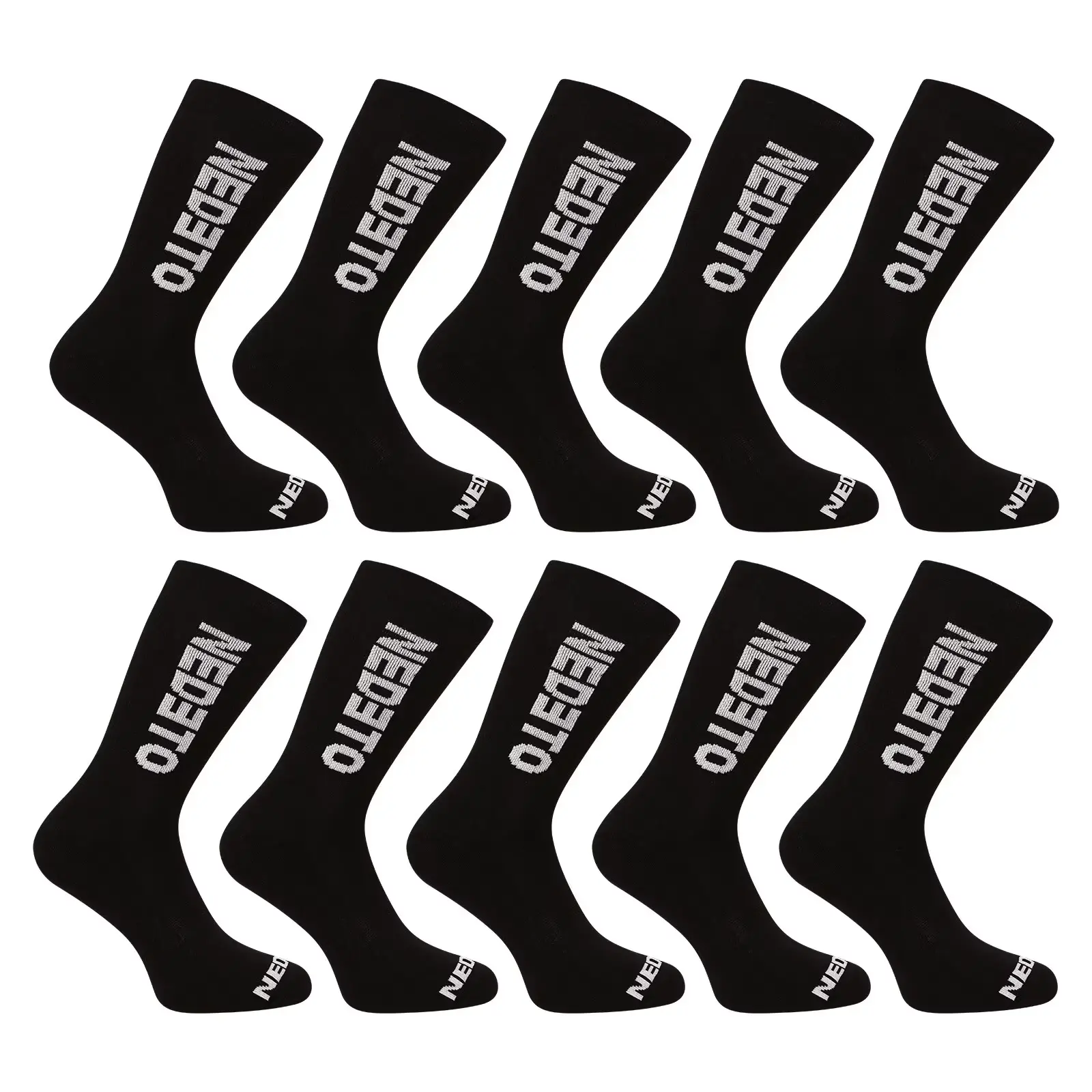 10PACK ponožky Nedeto vysoké černé (10NDTP001-brand) S