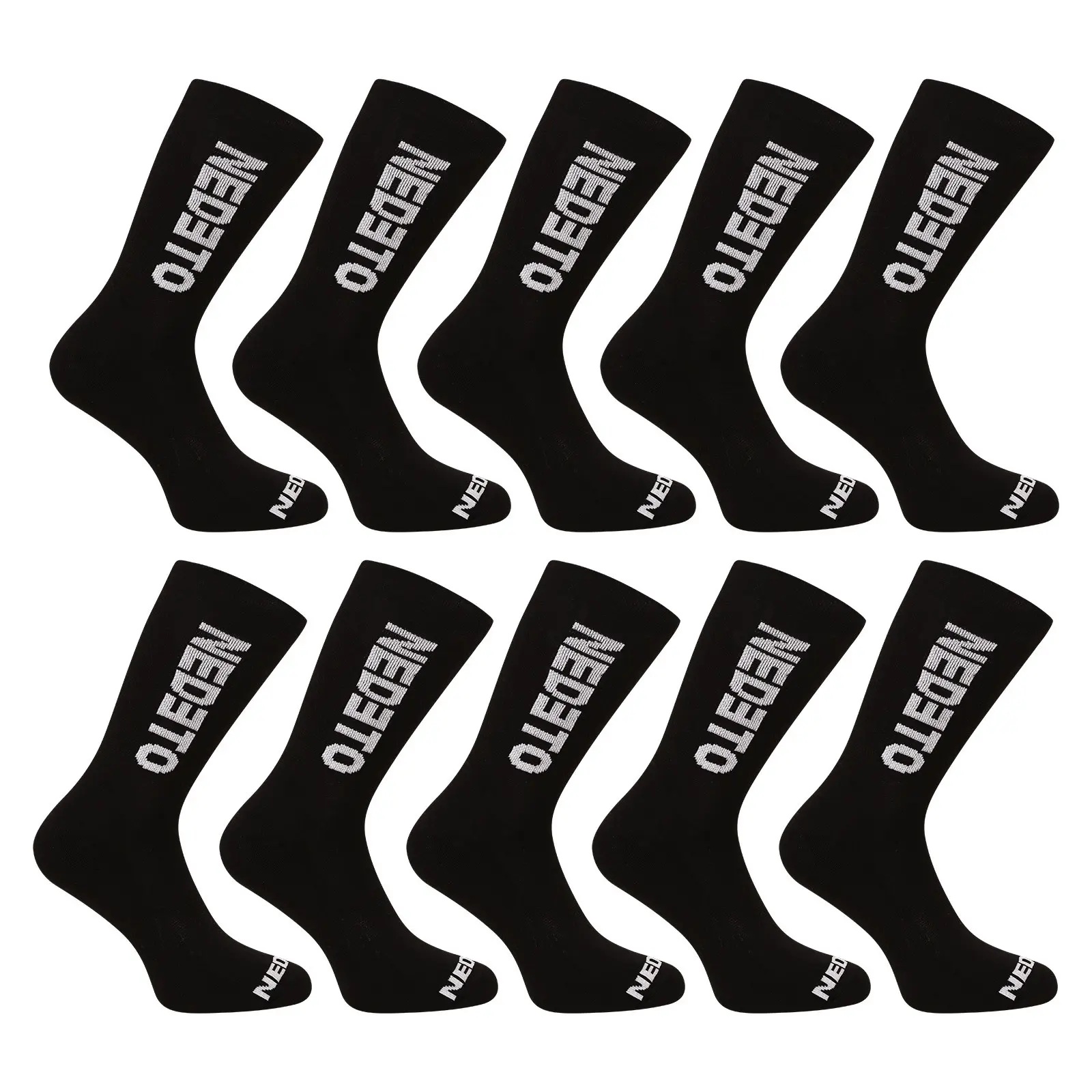 10PACK ponožky Nedeto vysoké černé (10NDTP001-brand) S