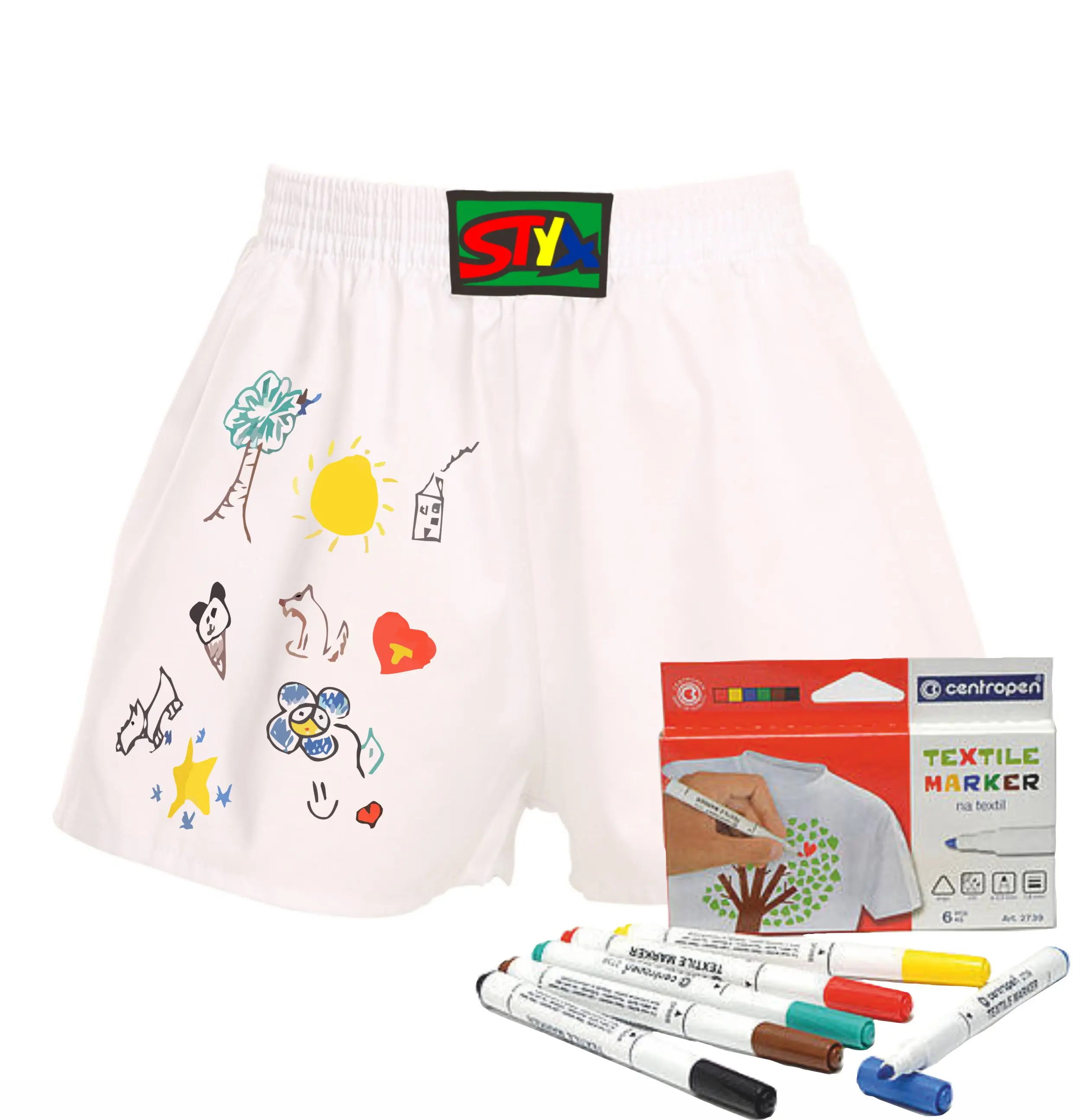 Dětské trenky Styx klasická guma bílé + fixy na textil (JF1061) 9-11 let, trenýrky