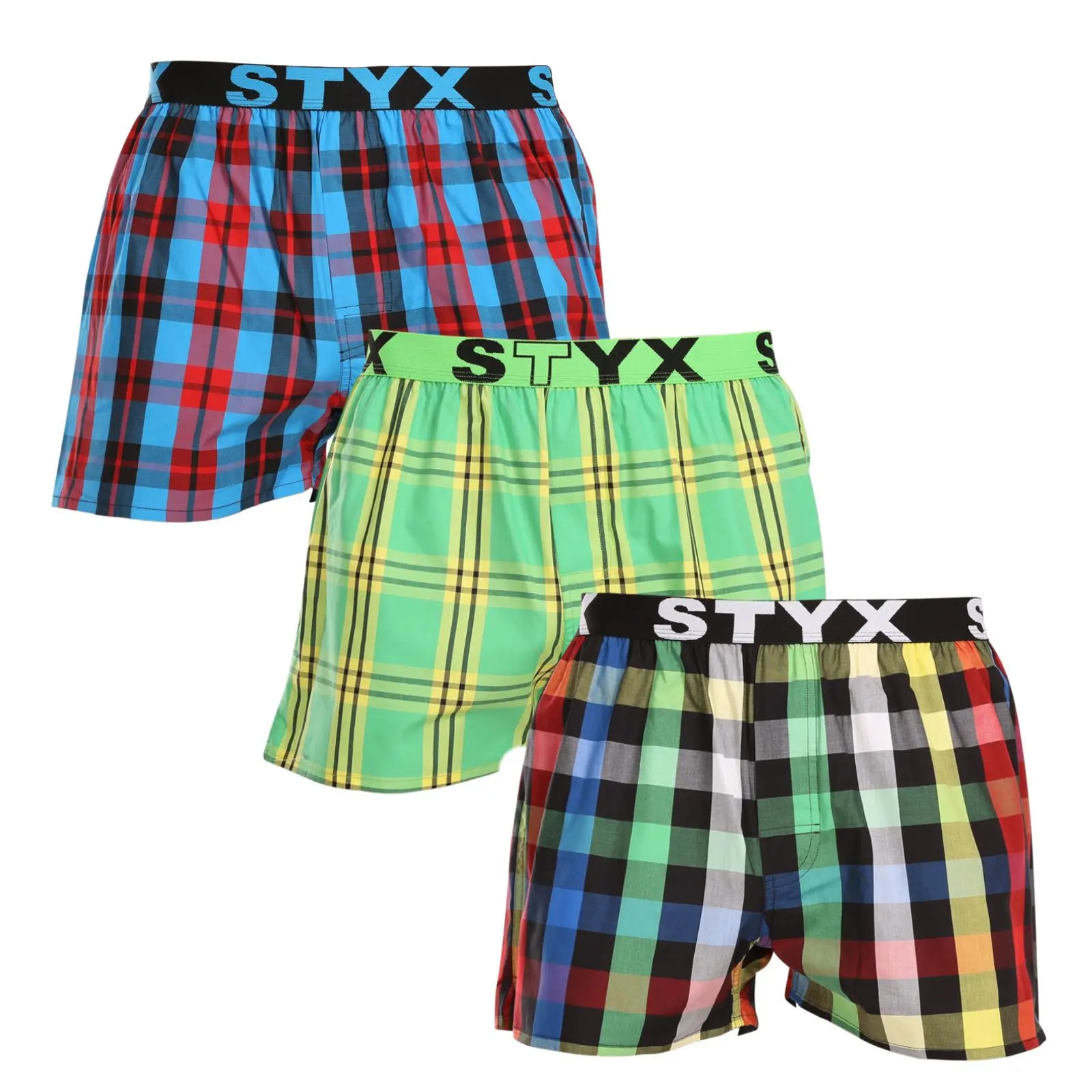 3PACK pánské trenky Styx sportovní guma vícebarevné (3B11123) S, trenýrky