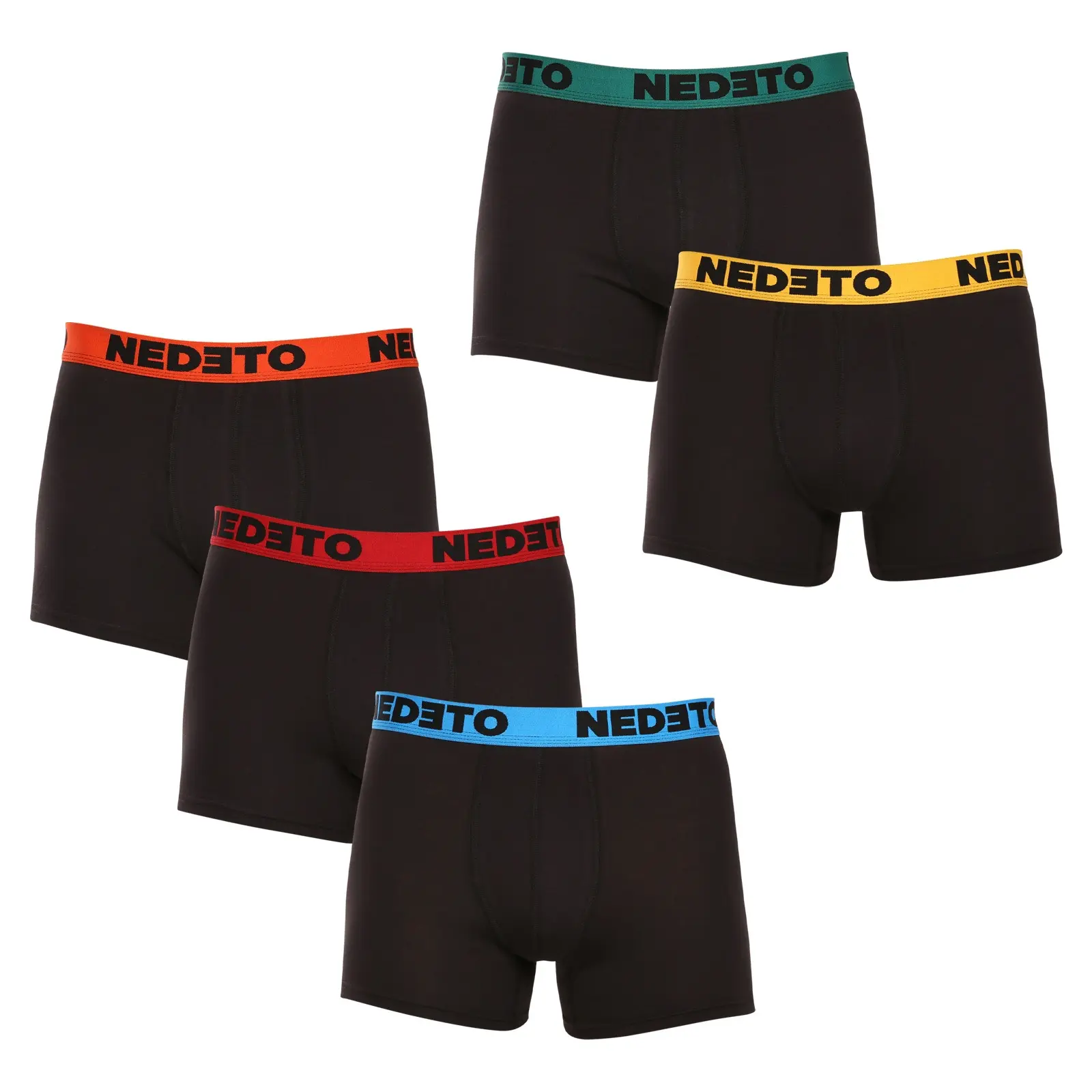 5PACK pánské boxerky Nedeto černé (5NB002b) M, trenky / trenýrky