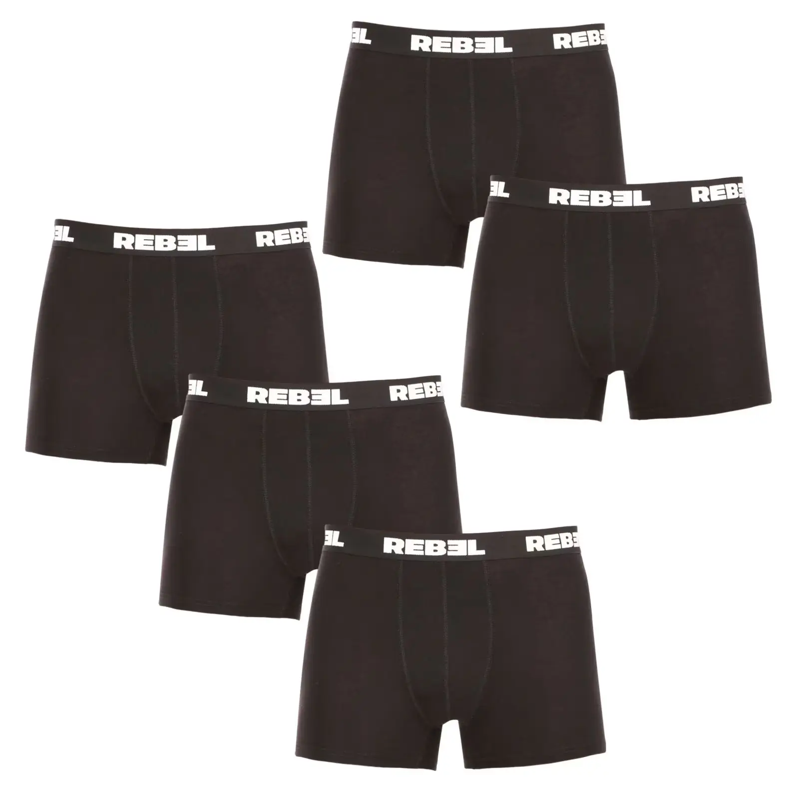 5PACK pánské boxerky Nedeto Rebel černé (5NBR001)