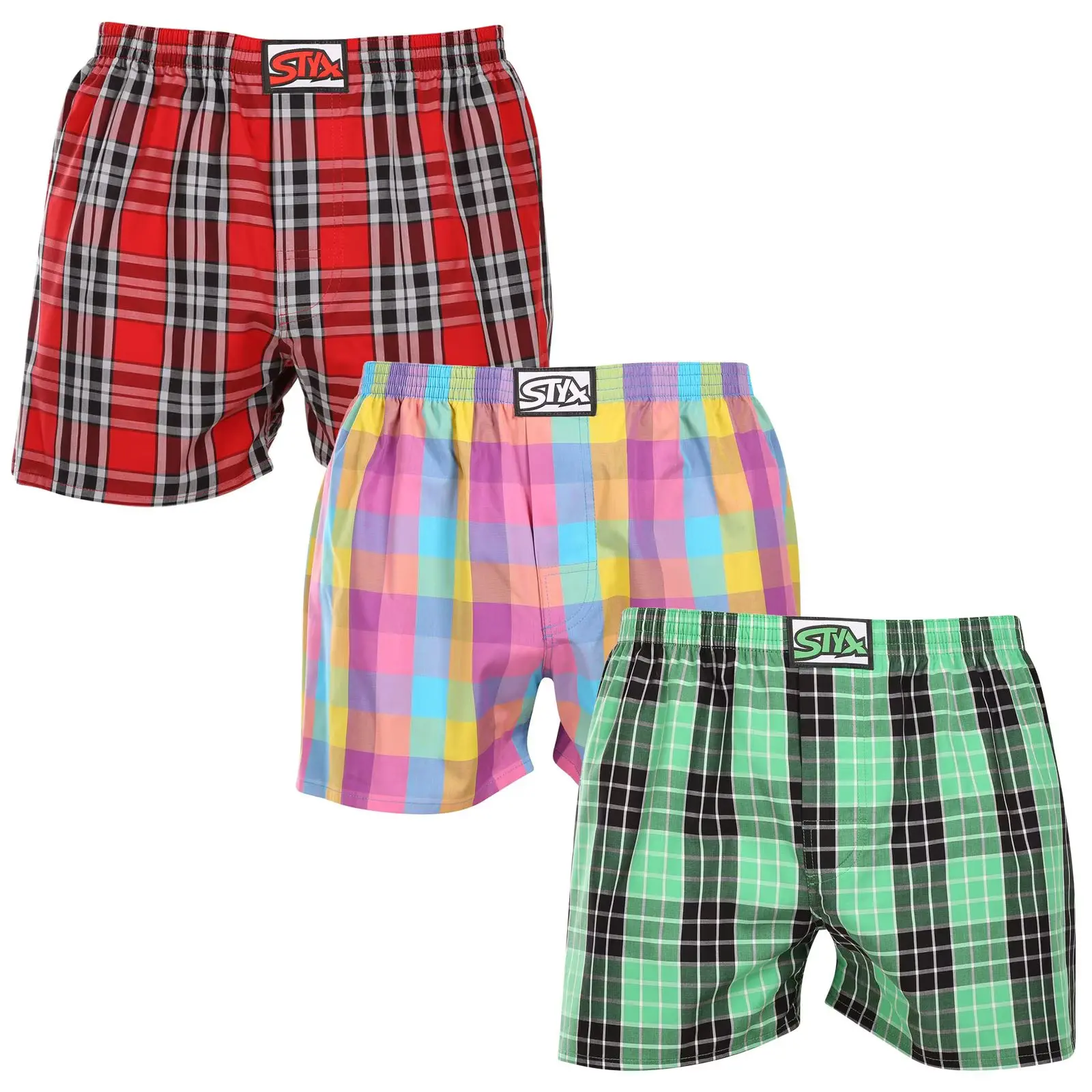 3PACK pánské trenky Styx klasická guma vícebarevné (3A102329)