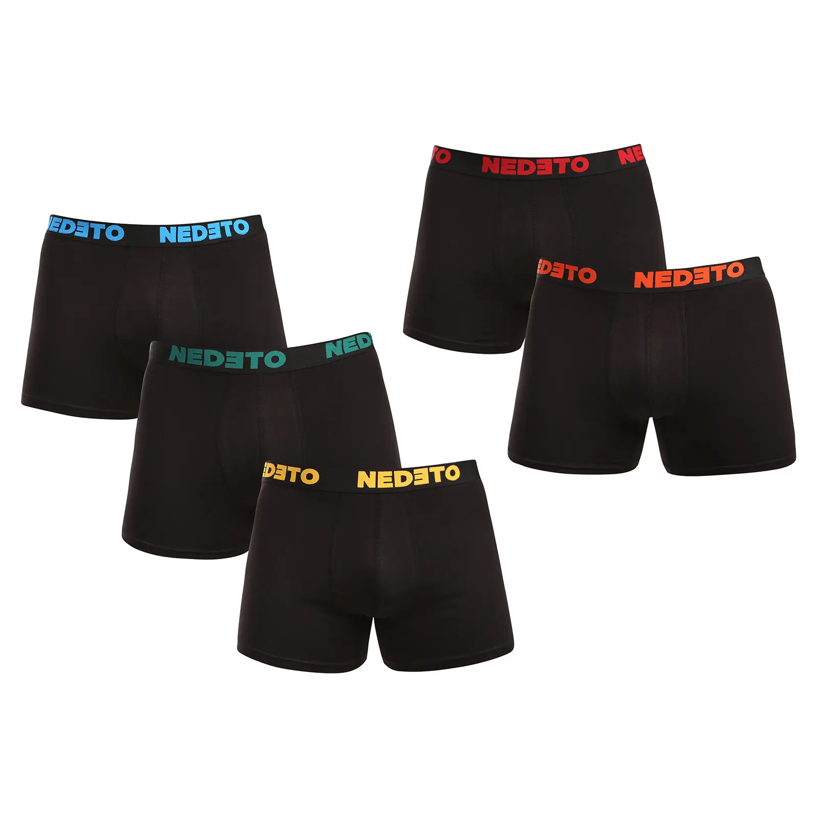 5PACK pánské boxerky Nedeto černé (5NB003)