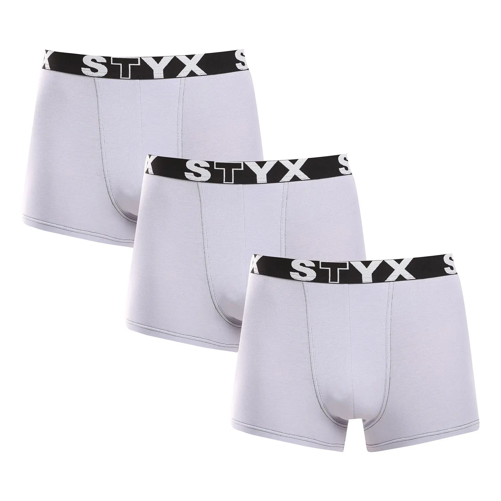 3PACK pánské boxerky Styx sportovní guma šedé (G10676767)