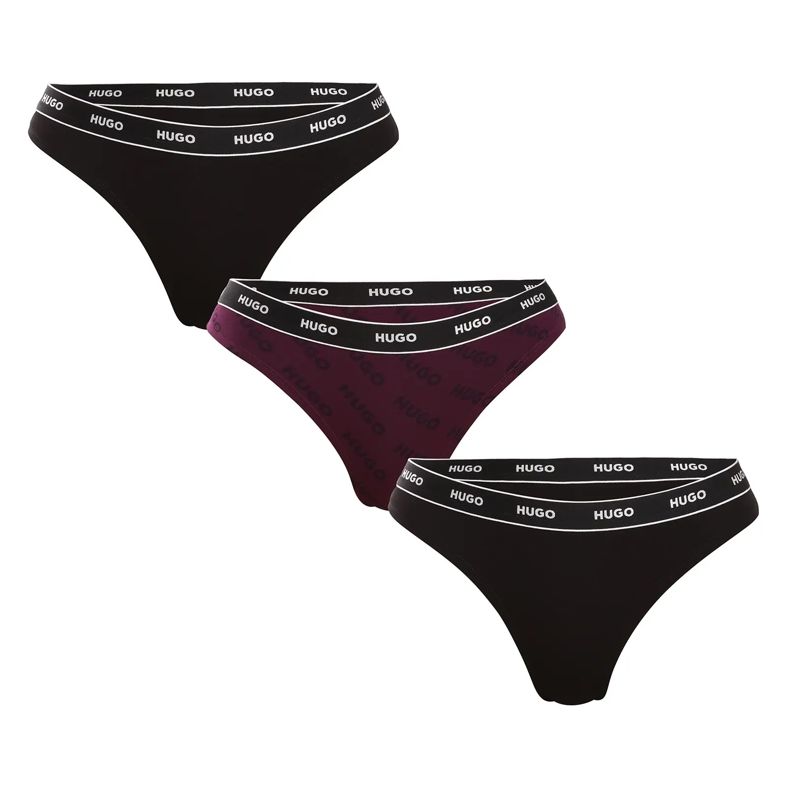 3PACK dámská tanga HUGO vícebarevná (50495870 520) XL