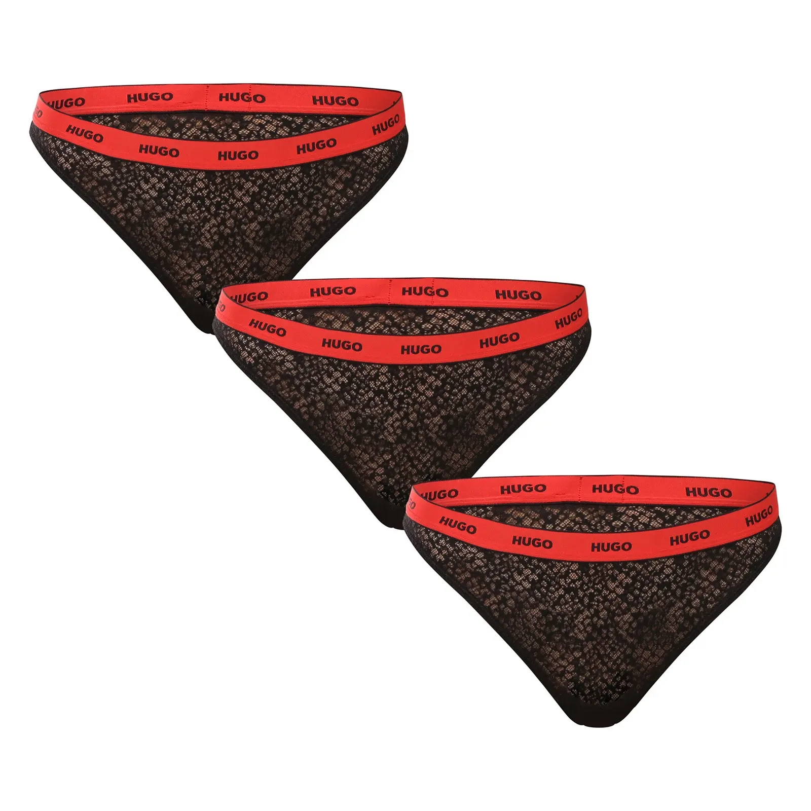 3PACK dámská tanga HUGO černé (50535265 002)