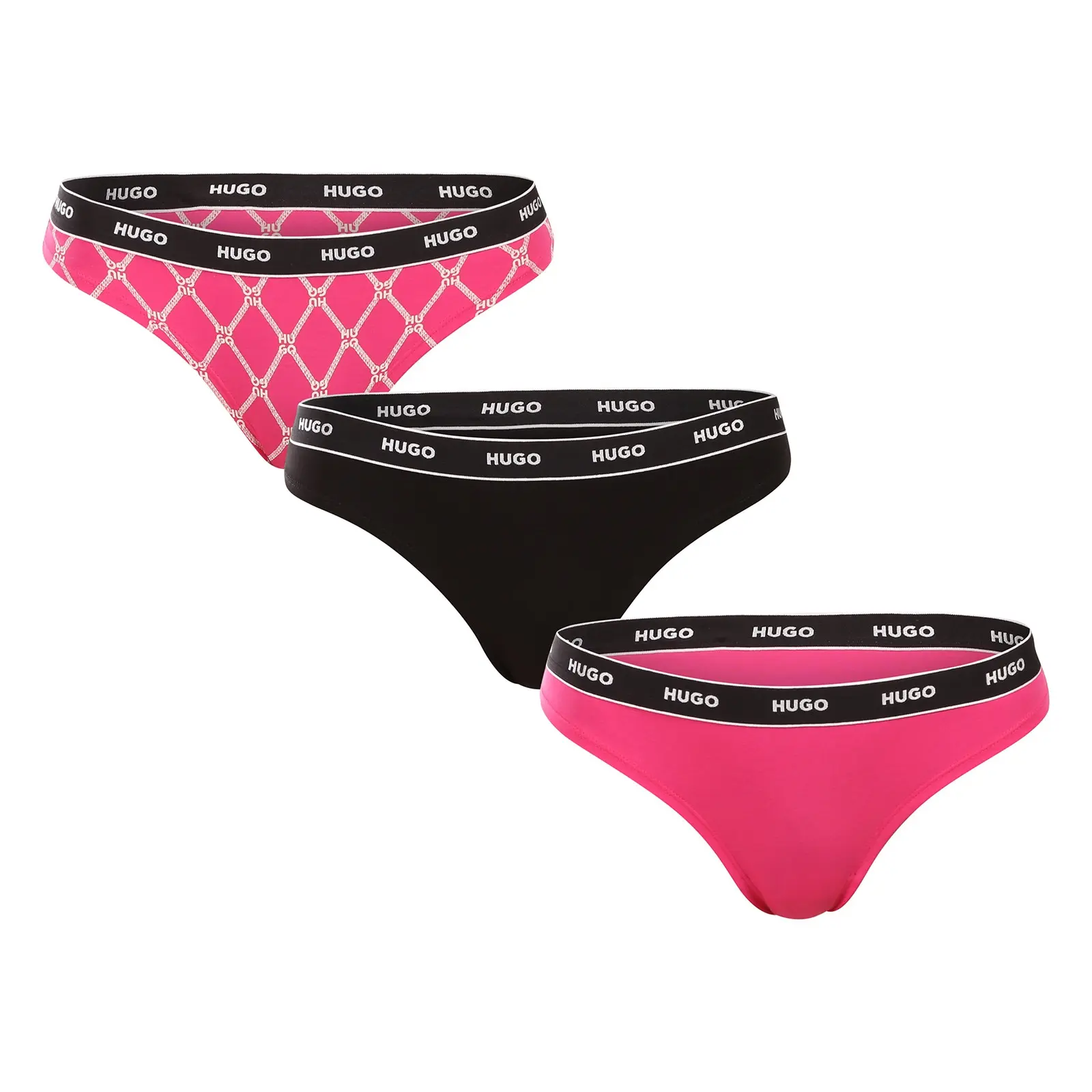 3PACK dámská tanga HUGO vícebarevná (50495870 662) XL