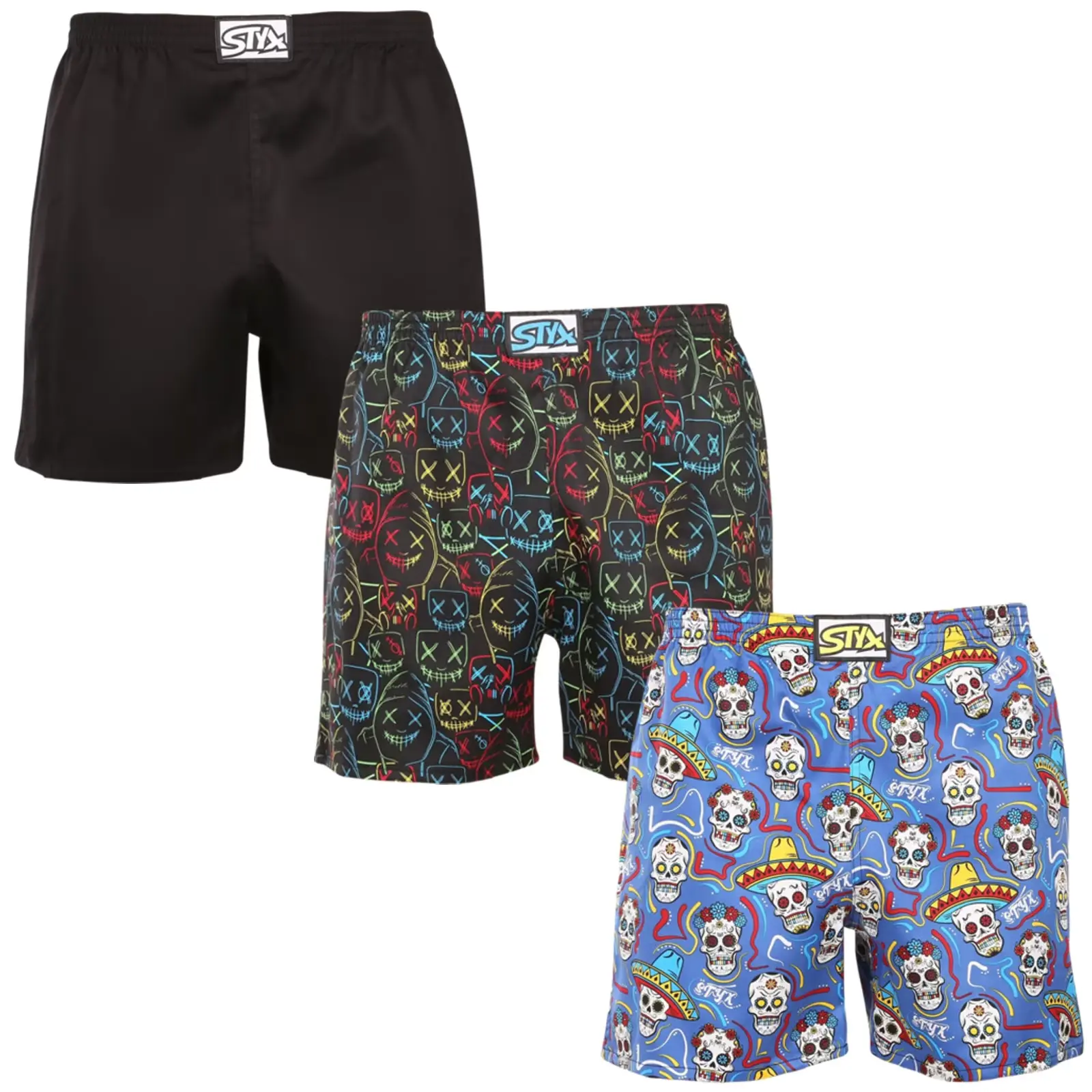 3PACK pánské trenky na spaní Styx vícebarevné (3DTP09036)