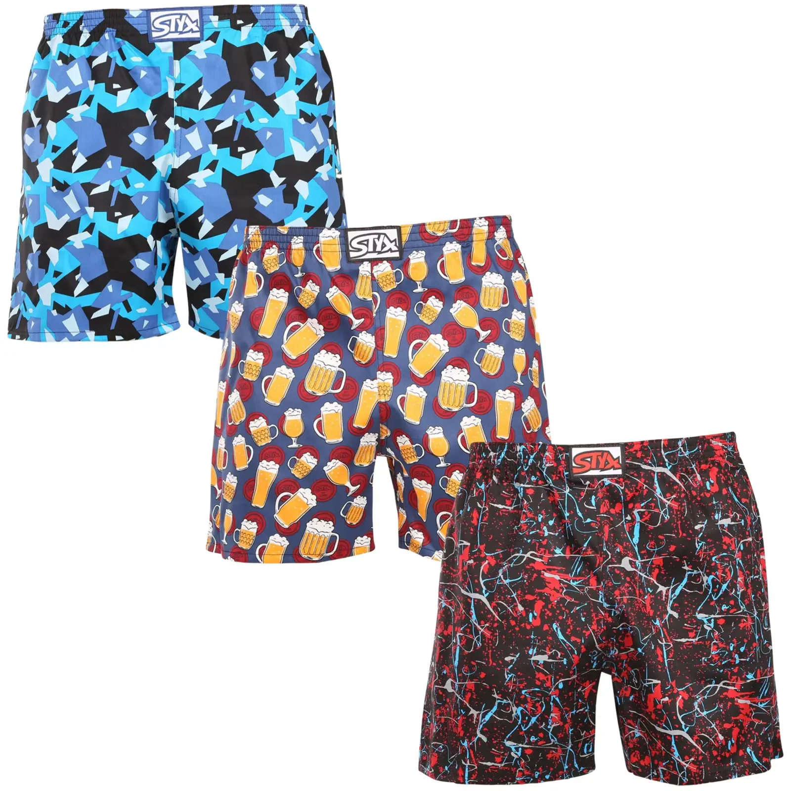 3PACK pánské trenky na spaní Styx vícebarevné (3DTP18458)