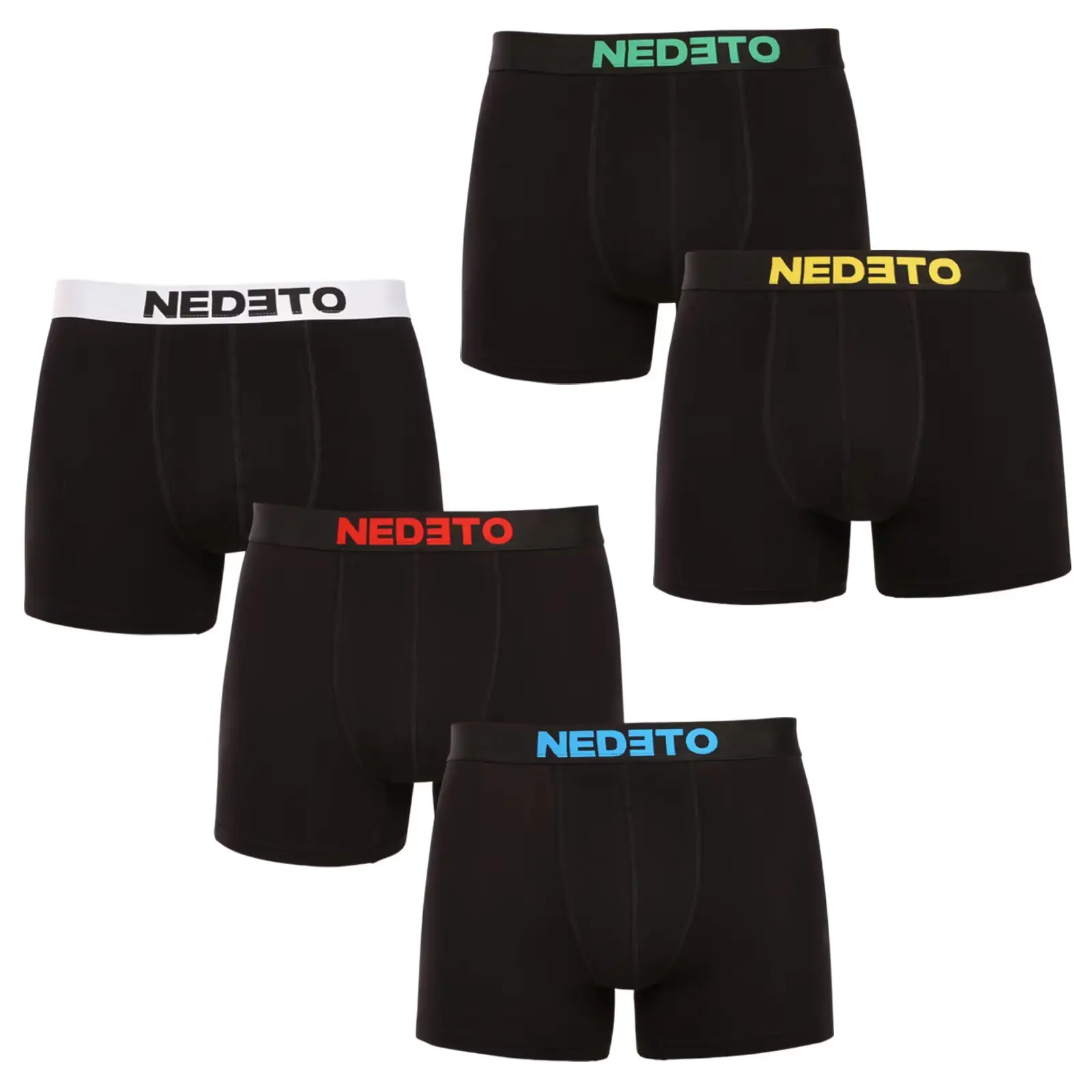 5PACK pánské boxerky Nedeto černé (5NBC2)