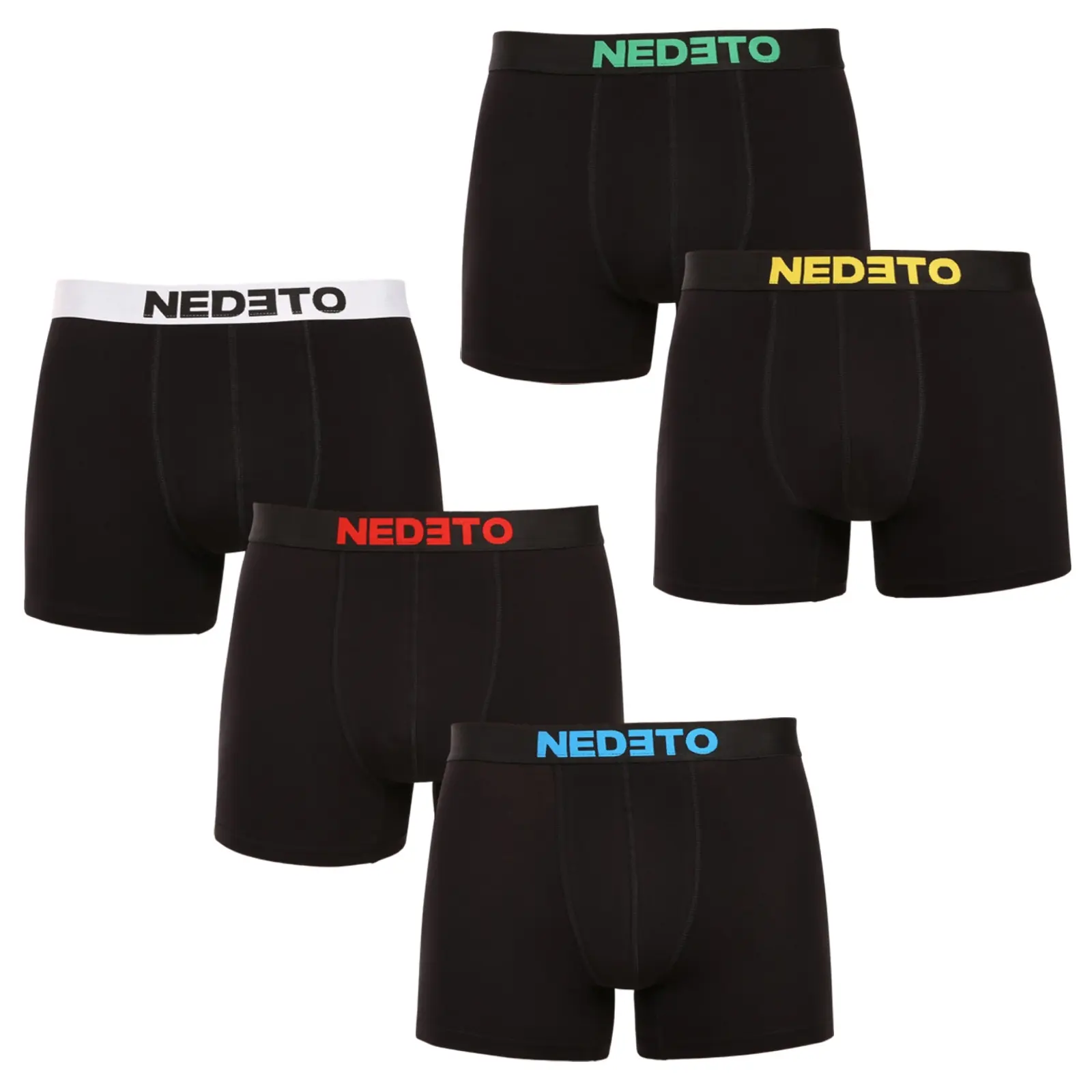 5PACK pánské boxerky Nedeto černé (5NBC2)