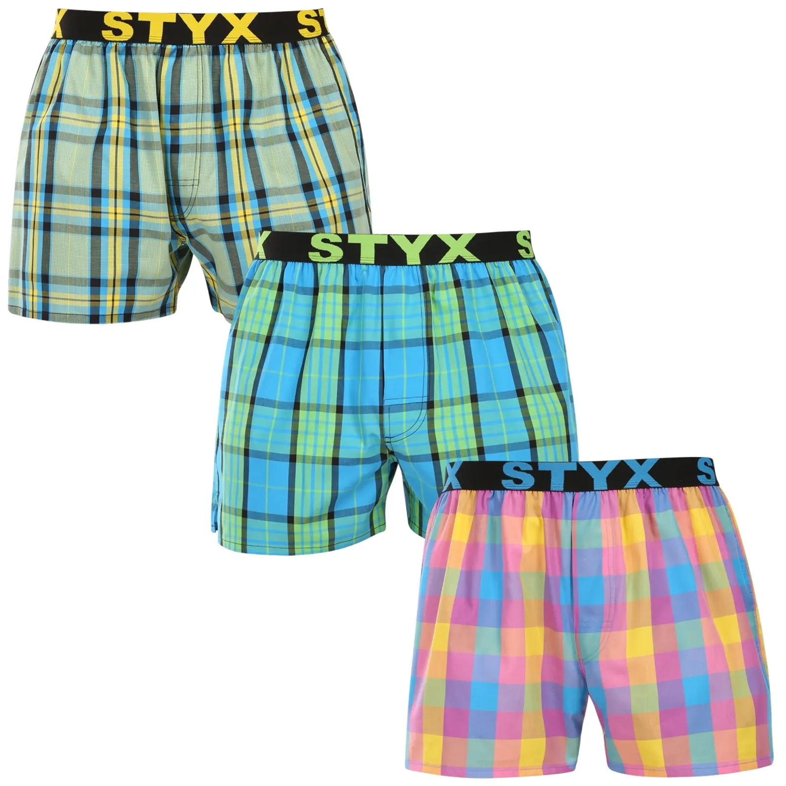 3PACK pánské trenky Styx sportovní guma vícebarevné (3B110103)