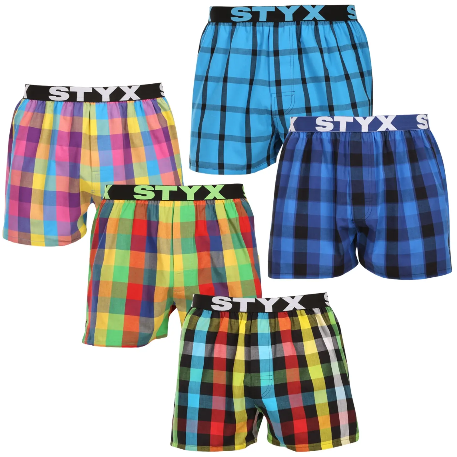 5PACK pánské trenky Styx sportovní guma vícebarevné (5B0113456)