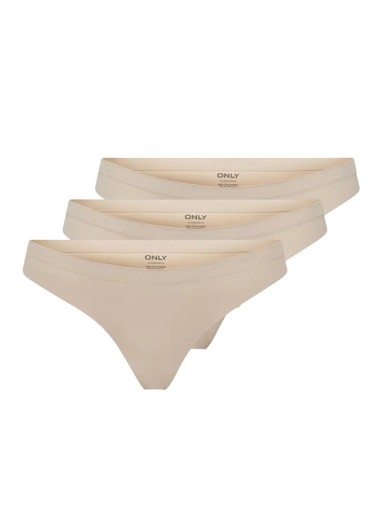 3PACK dámská tanga ONLY béžová (15211630-Peach Taffy)