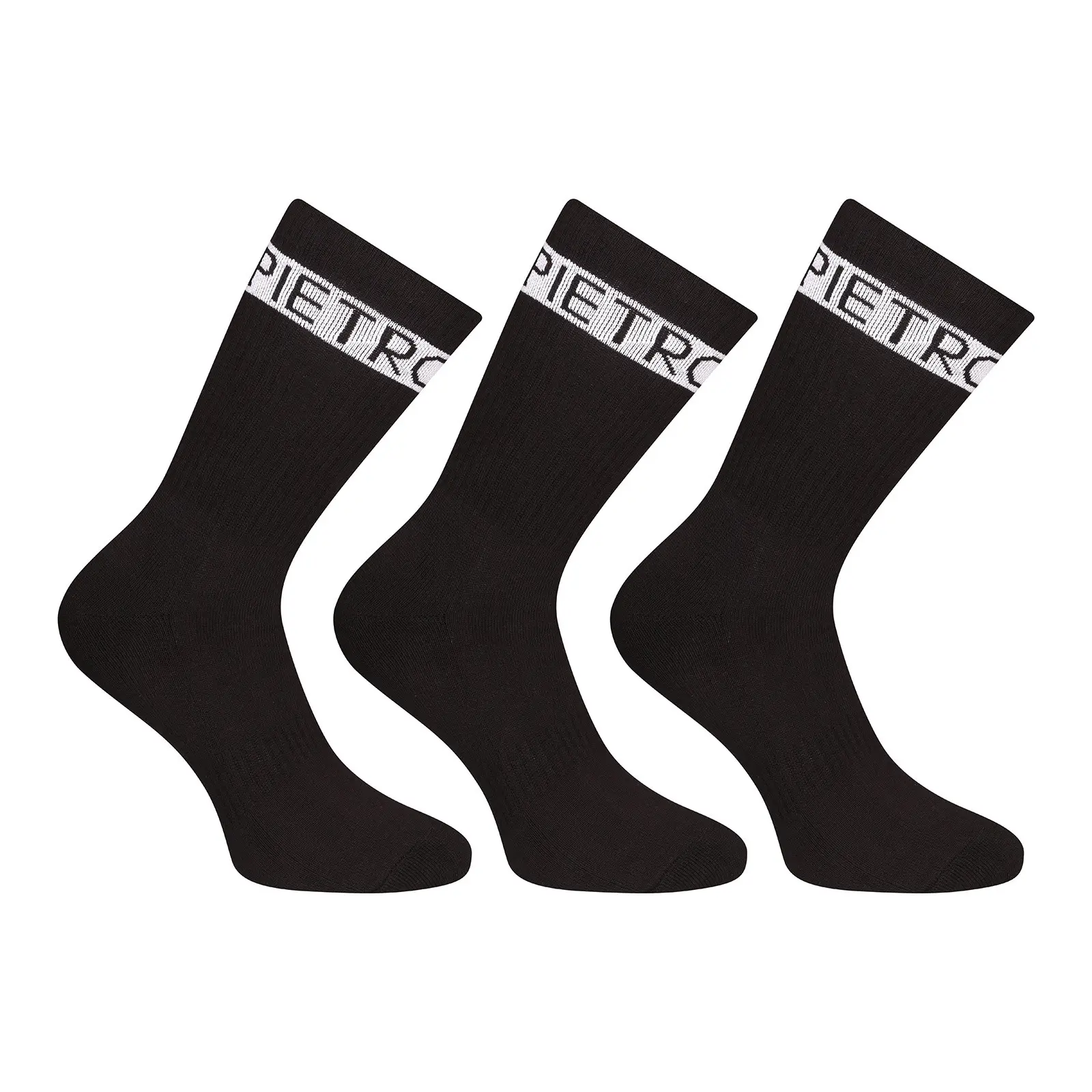 3PACK ponožky Pietro Filipi sportovní vysoké černé (3POC1)
