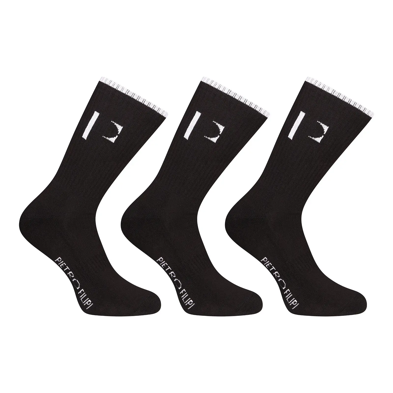 3PACK ponožky Pietro Filipi sportovní vysoké černé (3POC3)
