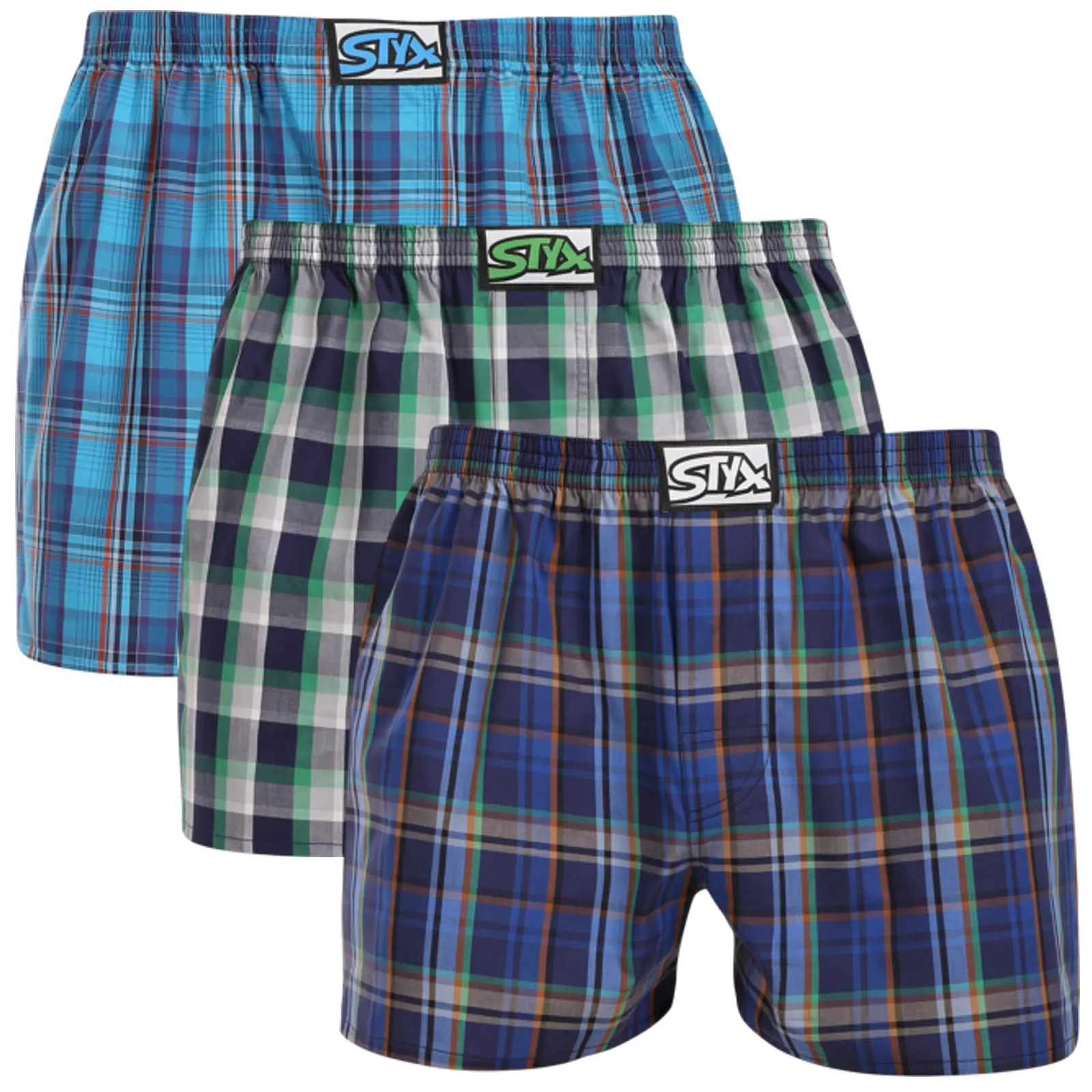 3PACK pánské trenky Styx klasická guma vícebarevné (3A30468) L, trenýrky