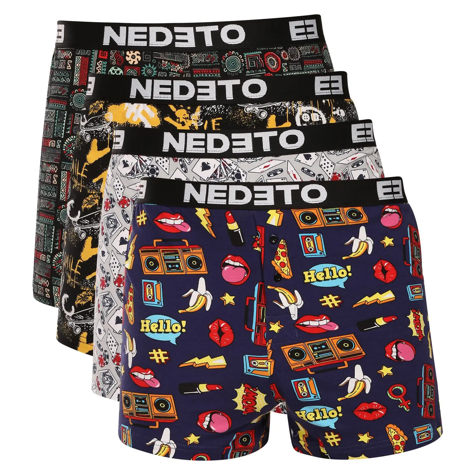 4PACK pánské trenky Nedeto vícebarevné (4NGV07)