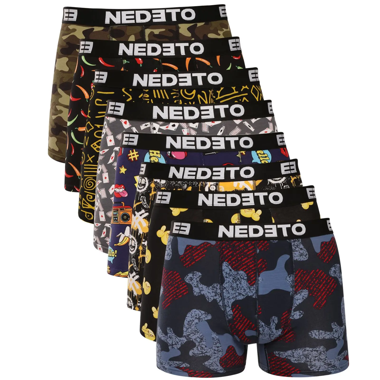 8PACK pánské boxerky Nedeto vícebarevné (8NBV6)