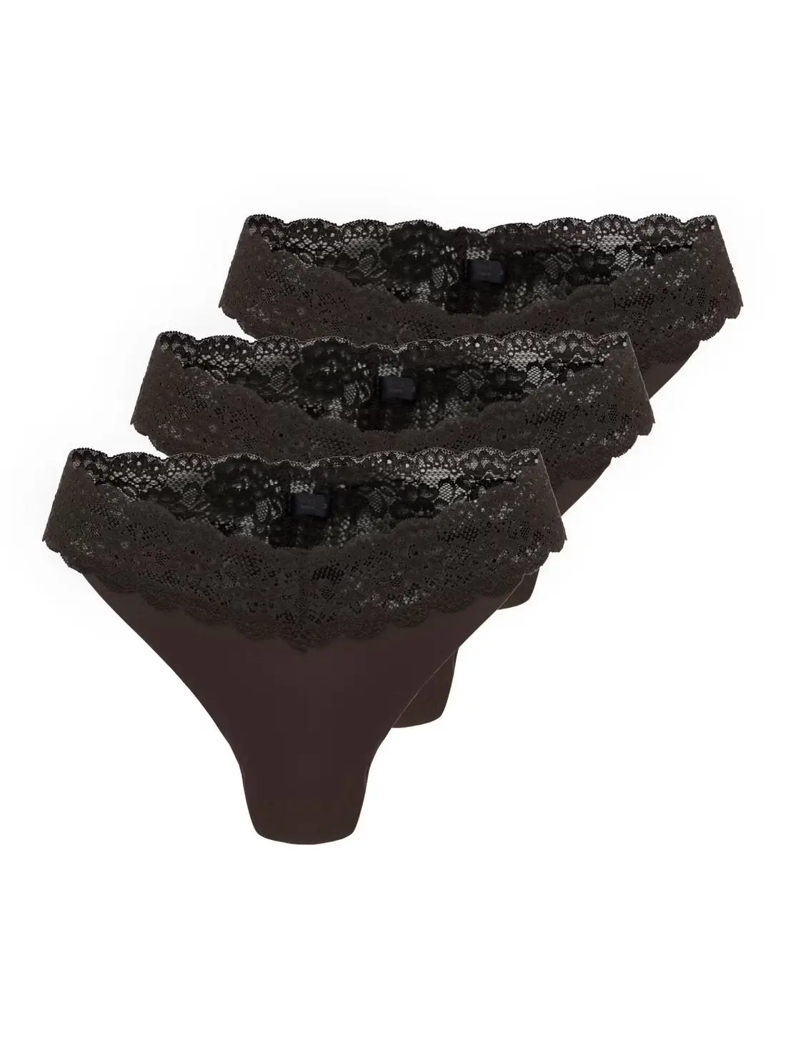 3PACK dámská tanga ONLY vícebarevná (15340169-Black coffe)