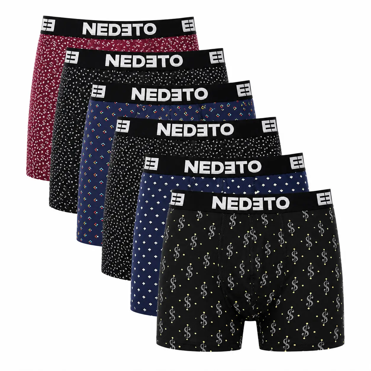 6PACK pánské boxerky Nedeto vícebarevné (6NBV2)