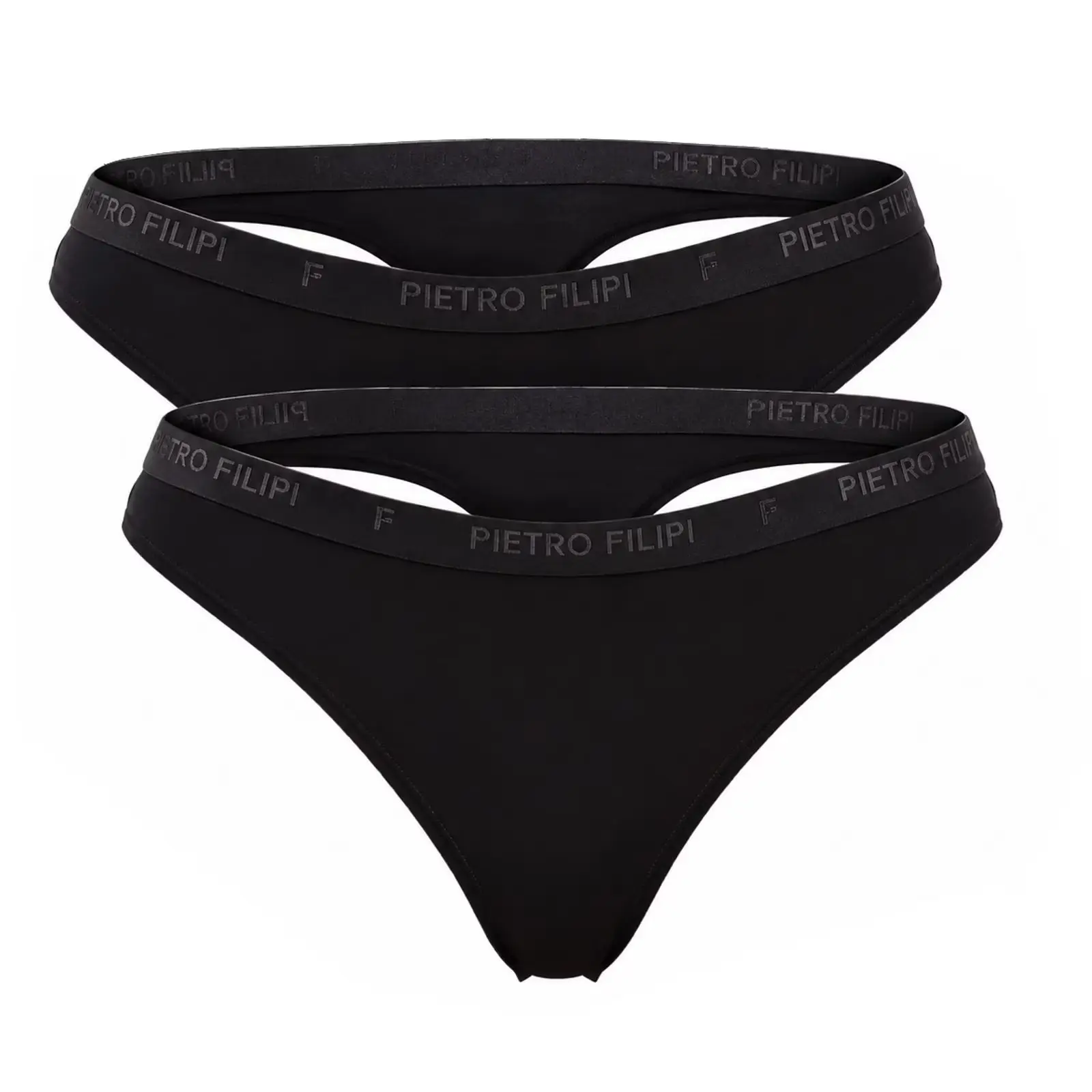 2PACK dámská tanga Pietro Filipi bambusová černá (2PLTC1)
