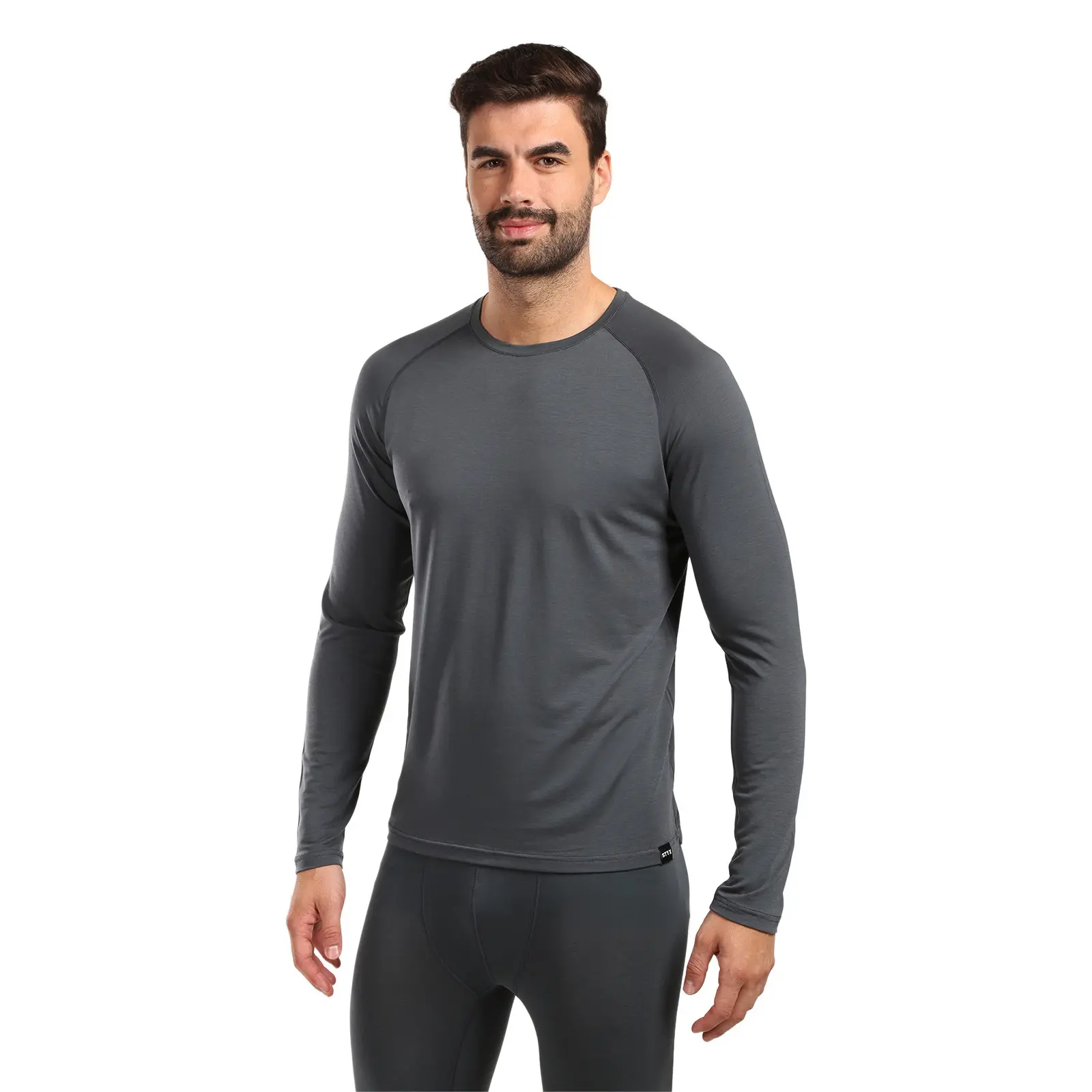Pánské merino tričko Styx dlouhý rukáv šedé (TDPT1163)