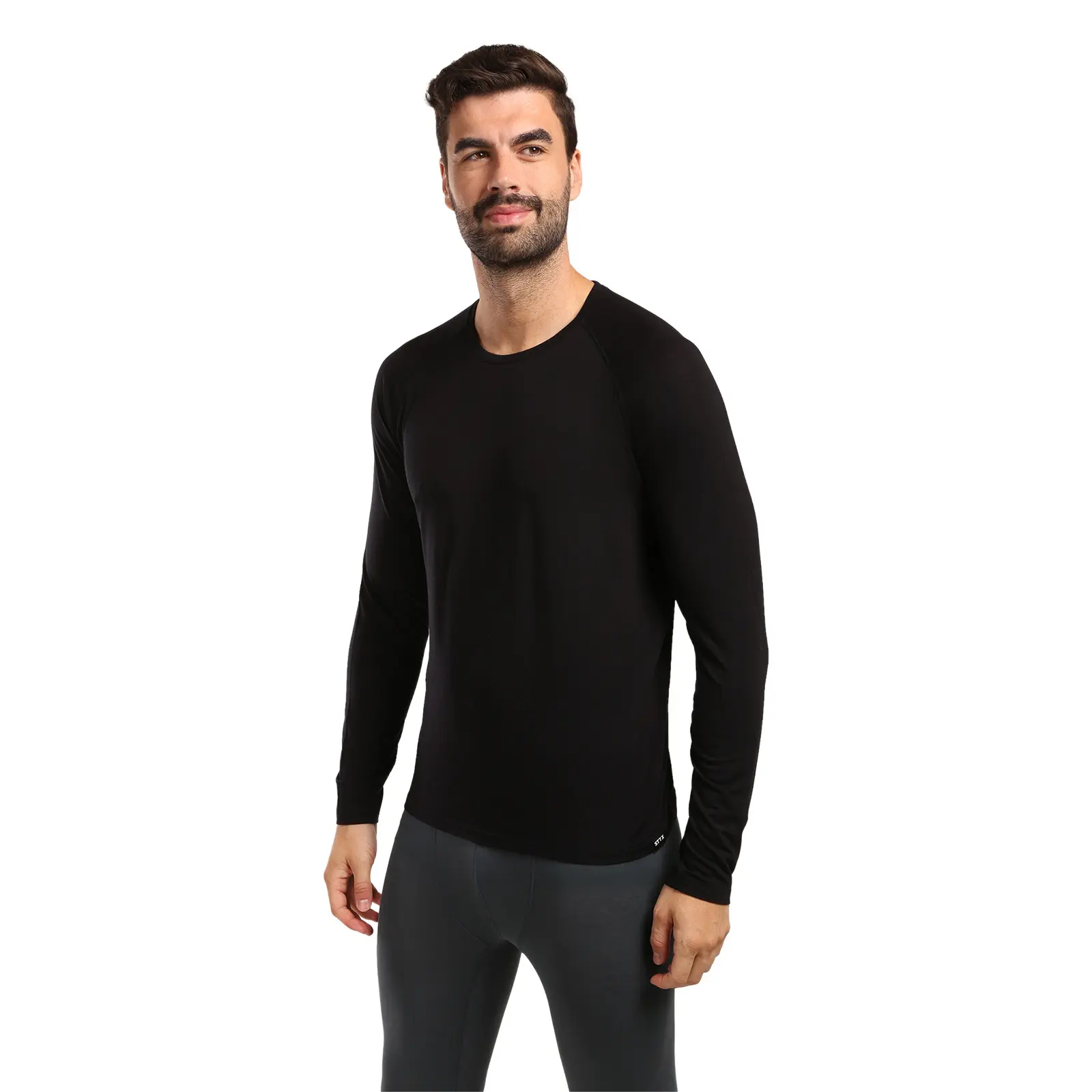 Pánské merino tričko Styx dlouhý rukáv černé (TDPT0960)