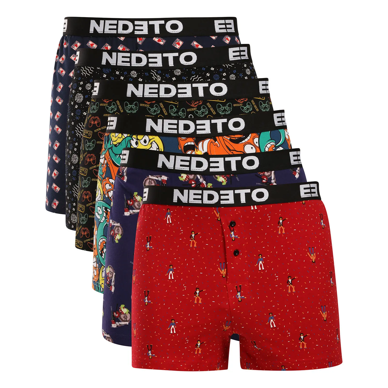 6PACK pánské trenky Nedeto vícebarevné (6NGV01)