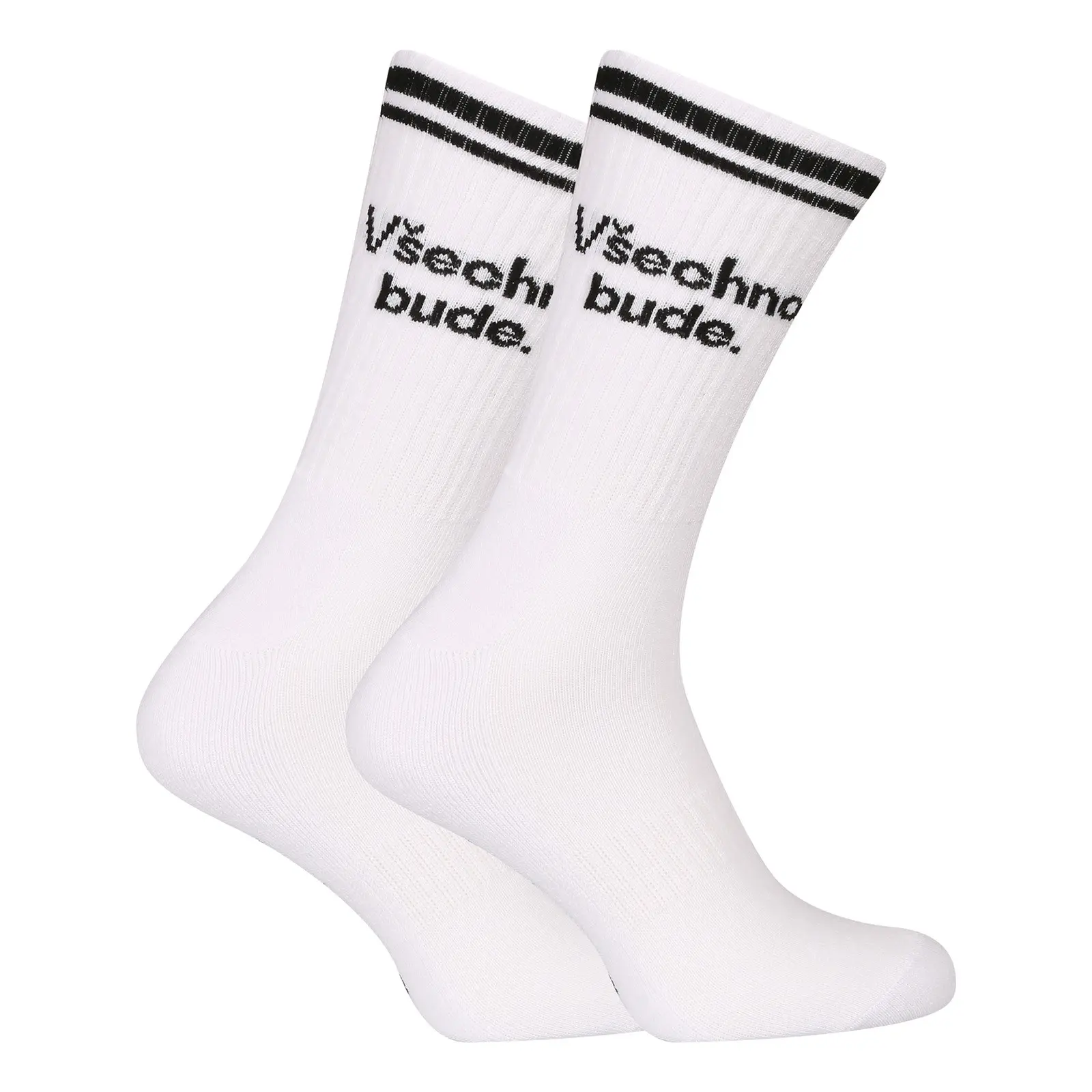 Ponožky Nedeto sportovní vysoké Všechno bude. bílé (1NOBT21)