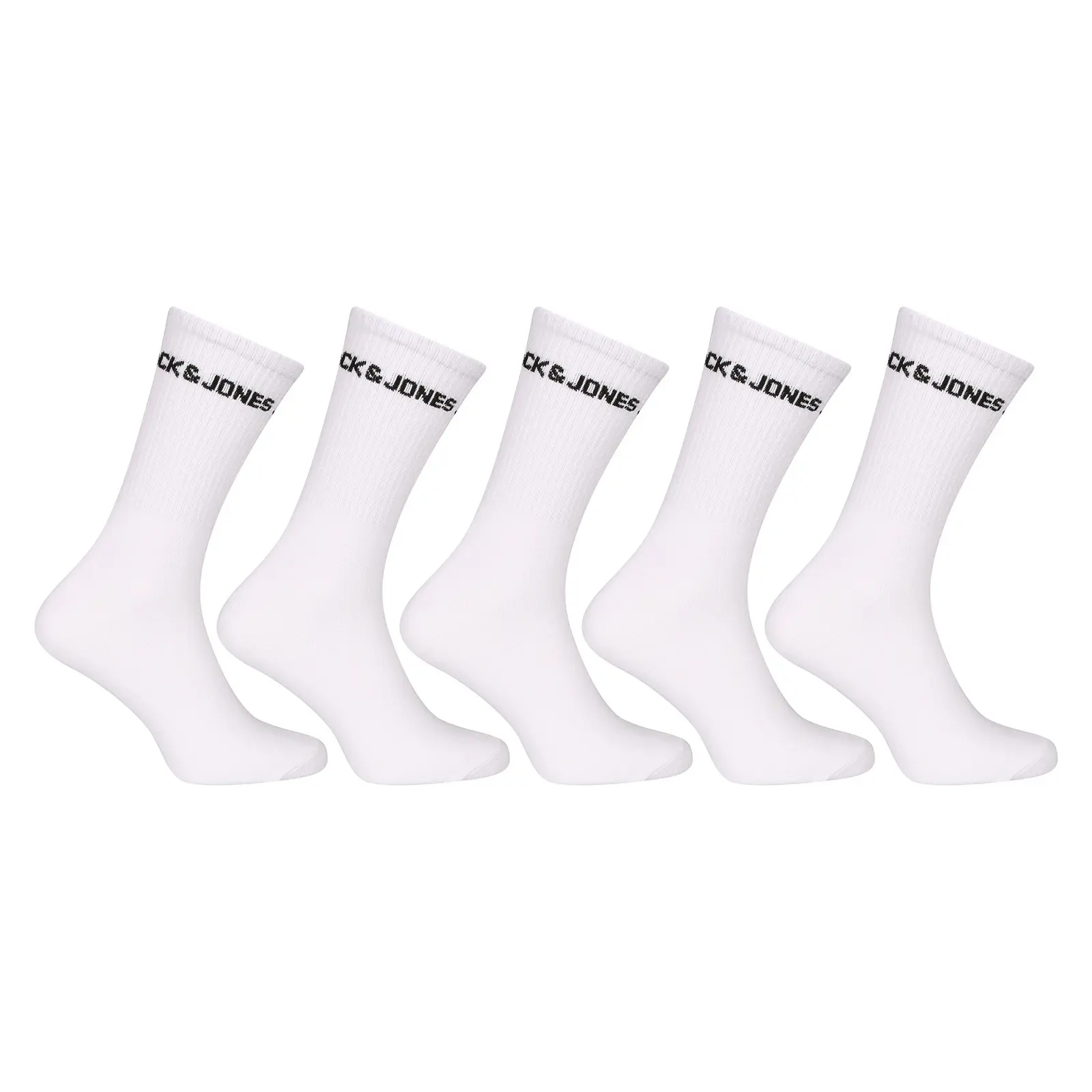 5PACK ponožky Jack and Jones vysoké bílé (12179475-white) uni