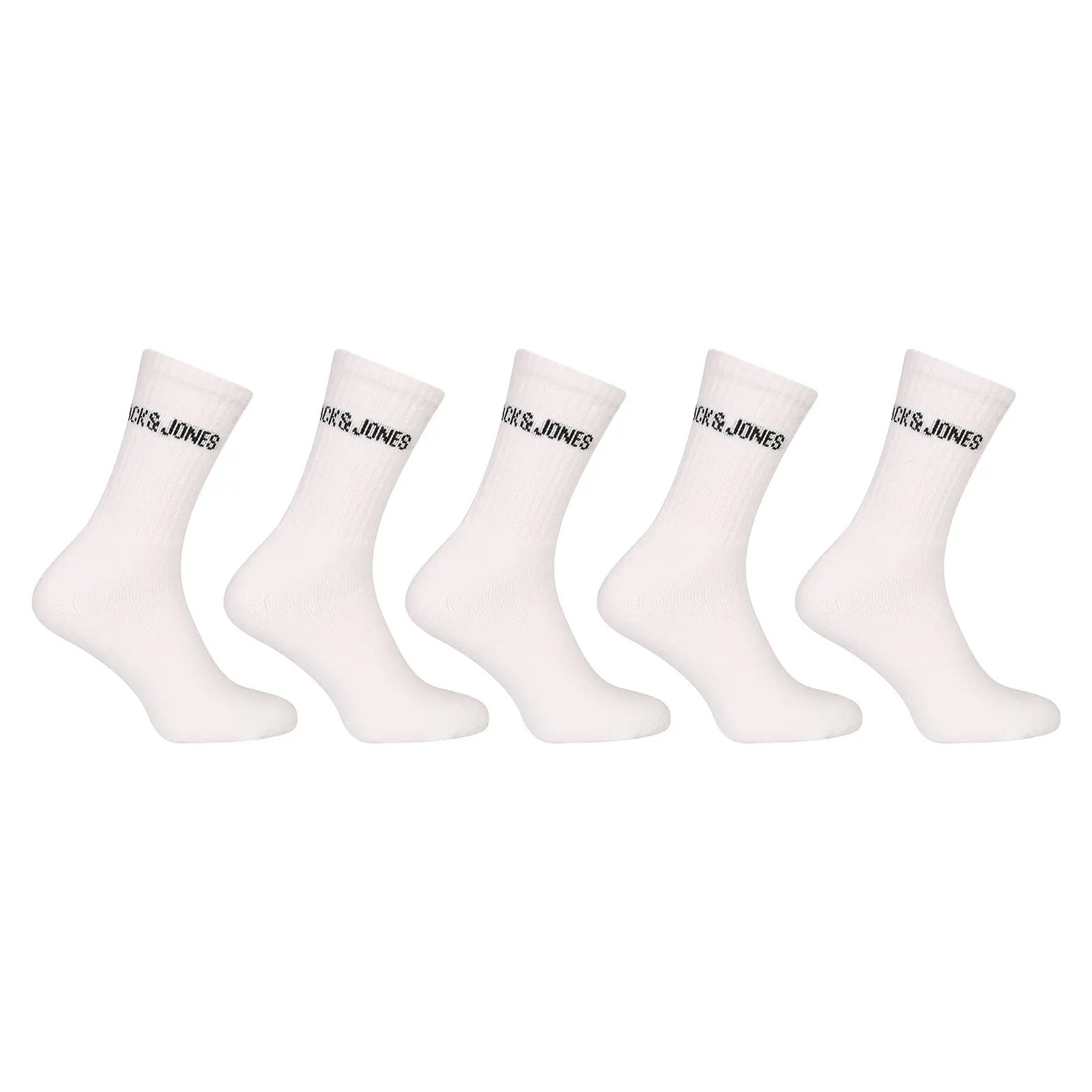 5PACK ponožky Jack and Jones vysoké bílé (12266536-white) uni