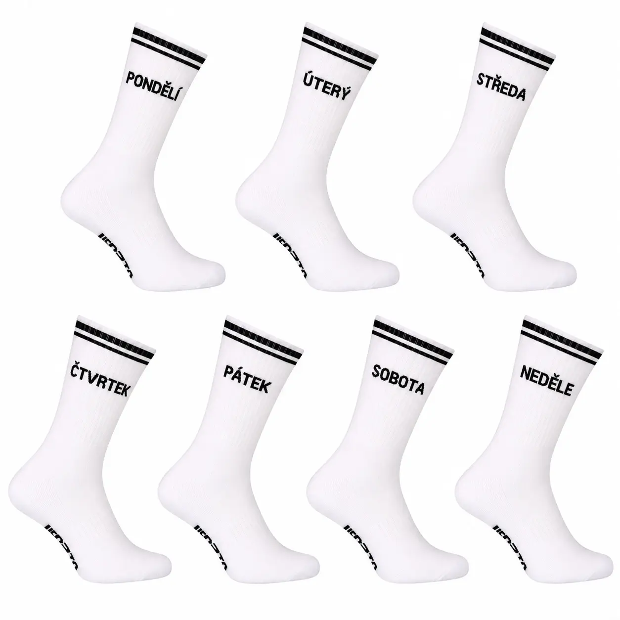 7PACK ponožky Nedeto sportovní vysoké WEEK bílé (7NOBT1)