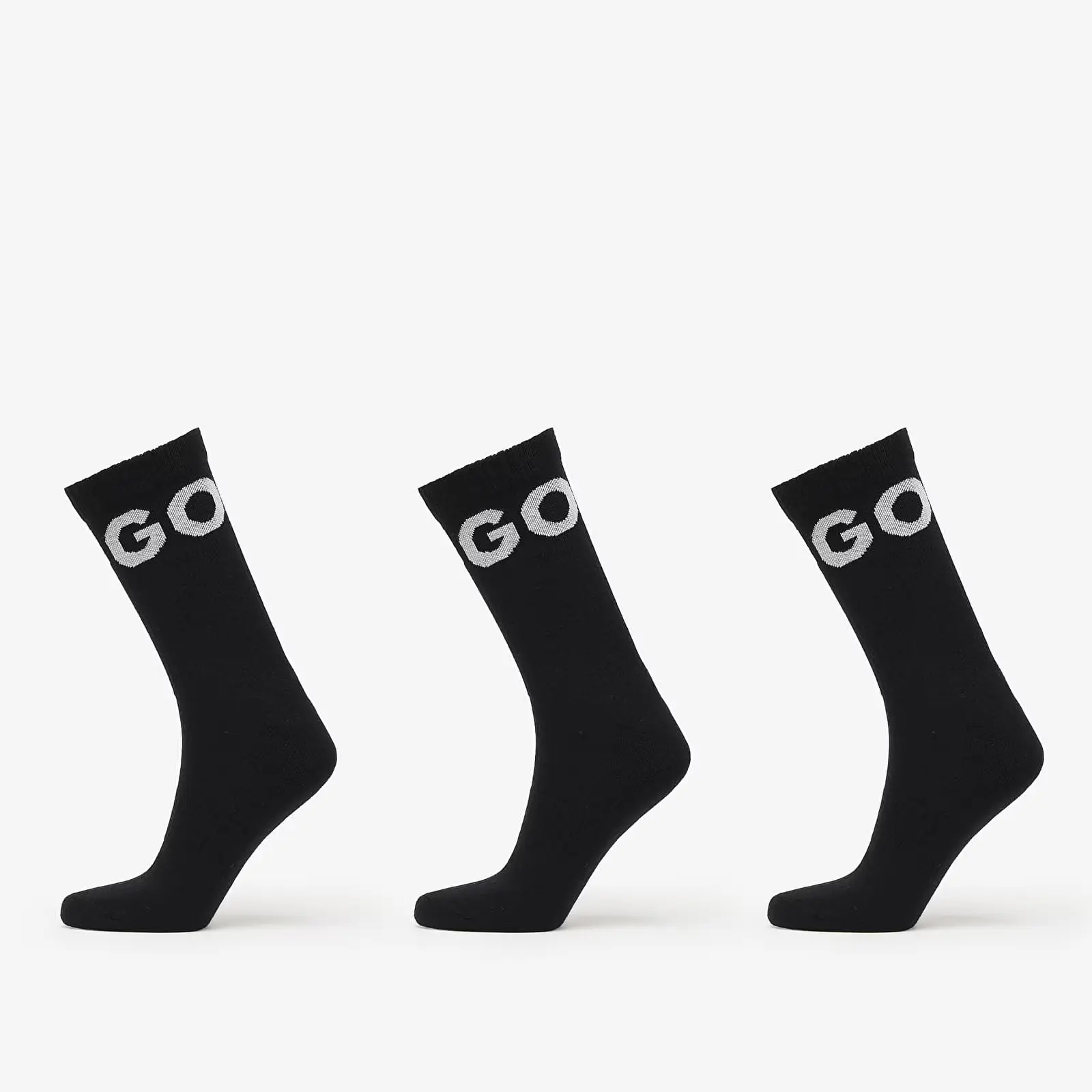 3PACK ponožky HUGO vysoké černé