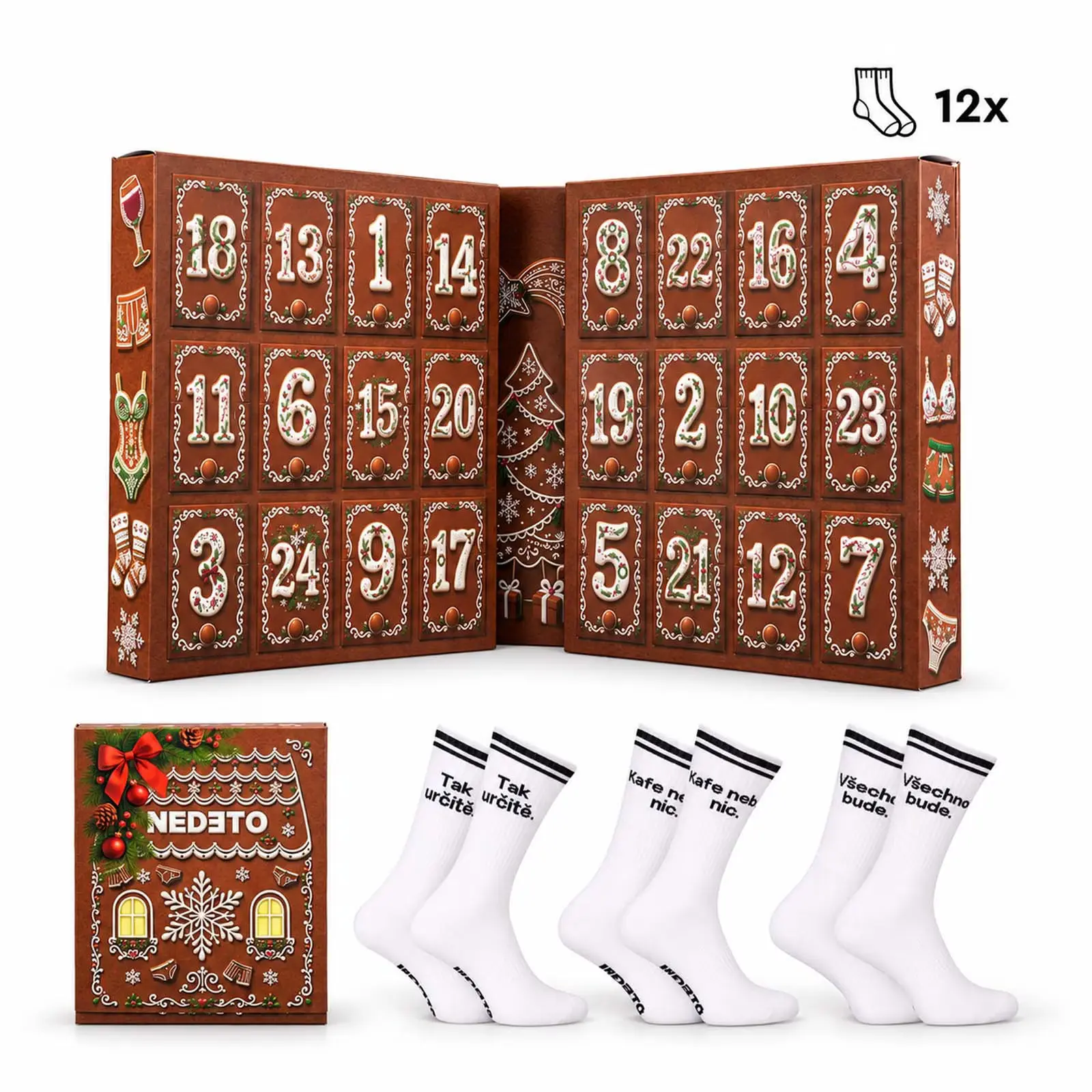 Adventní kalendář 12x ponožky Nedeto
