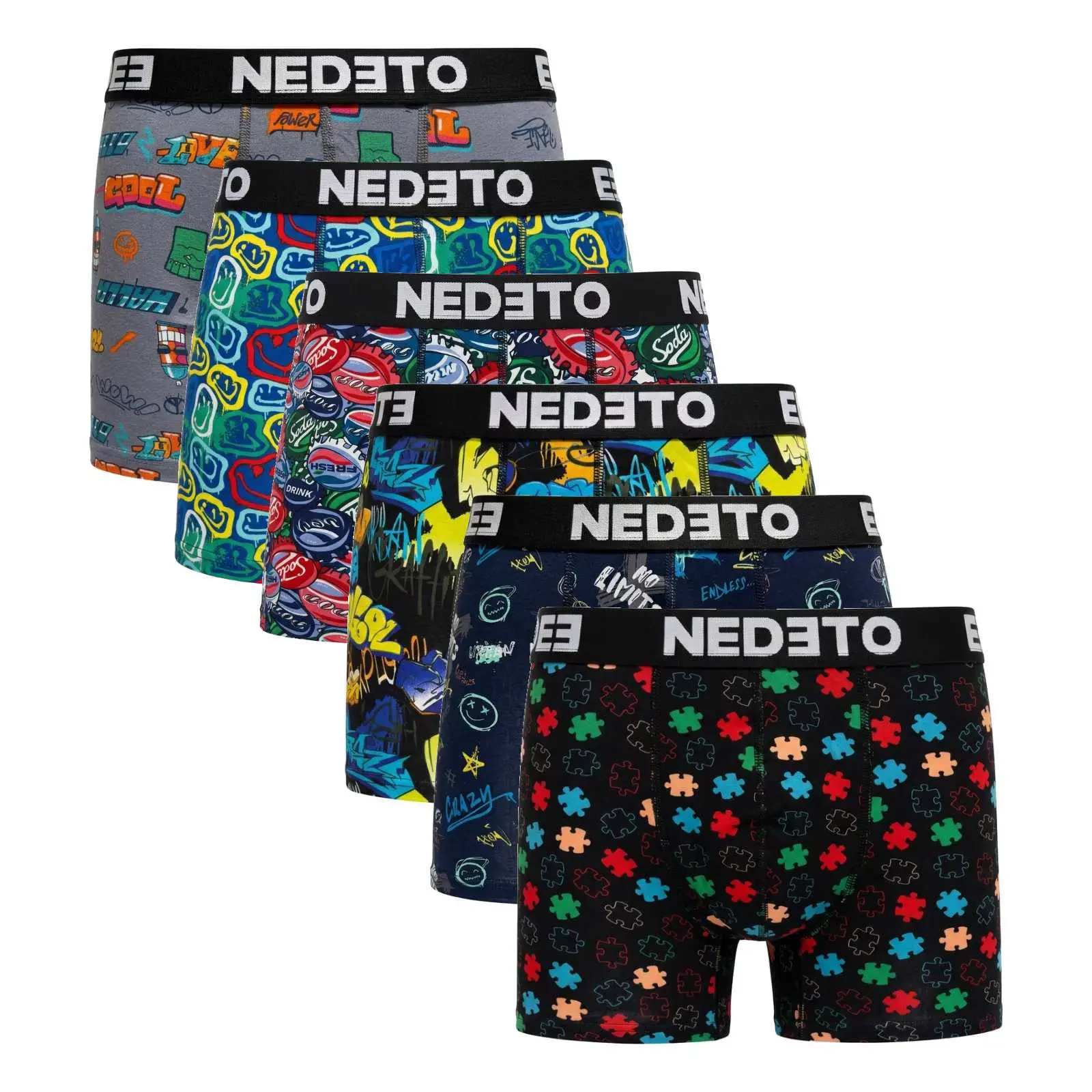6PACK pánské boxerky Nedeto vícebarevné (6NBV3)