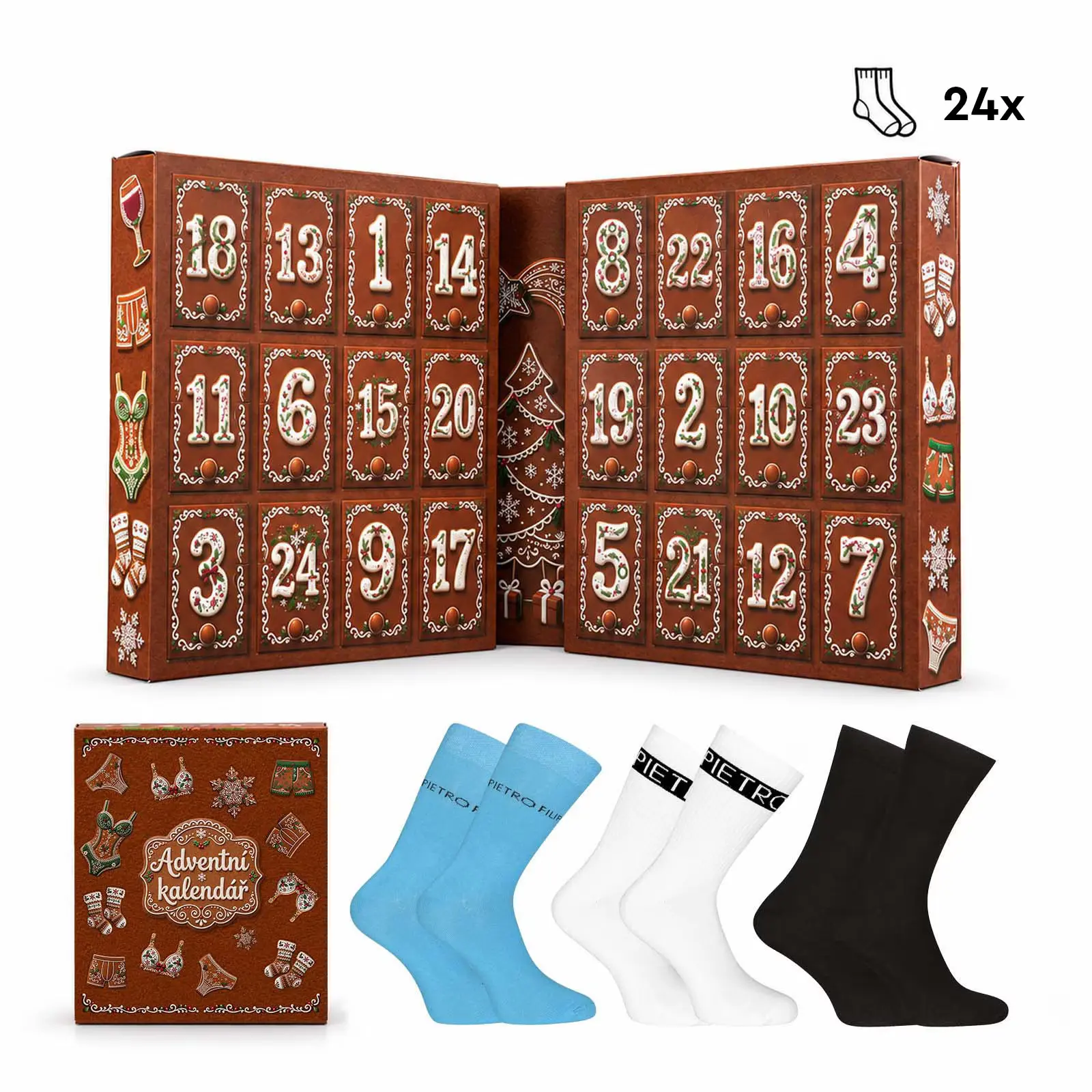 Adventní kalendář 24x ponožky Trenýrkárna