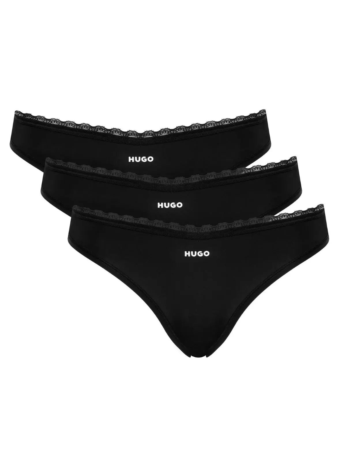 3PACK dámské kalhotky HUGO černé