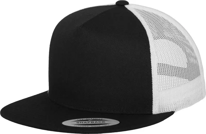 5 panelová Trucker kšiltovka - black/black white