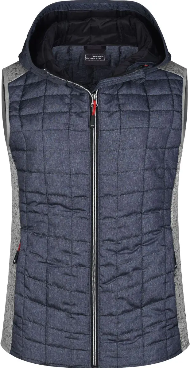 Dámská pletená hybridní vesta - light melange/anthracite melange