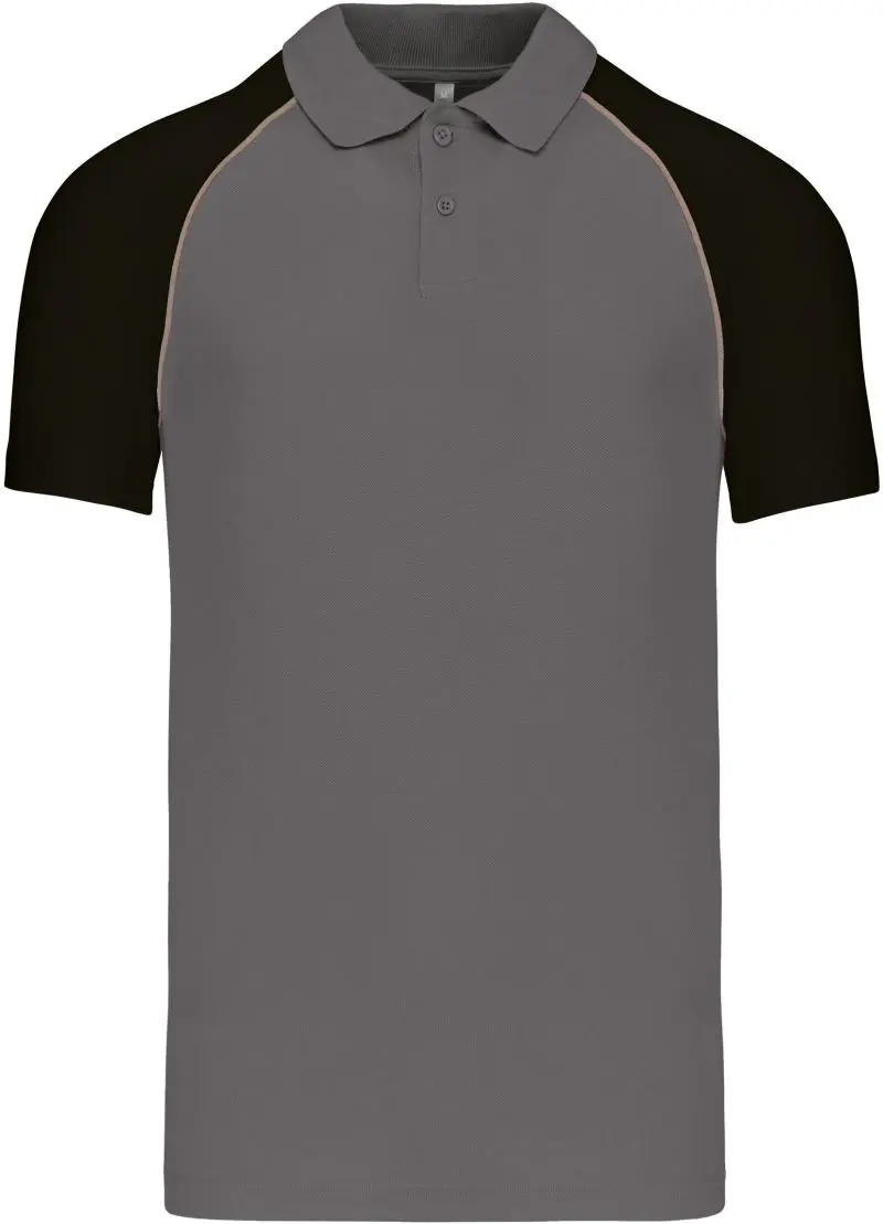 Baseballové piqué polo - slate grey/light grey/black