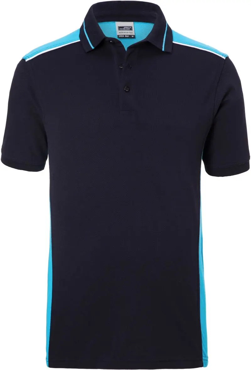 Pánské pracovní piqué polo - Color - navy/turquoise