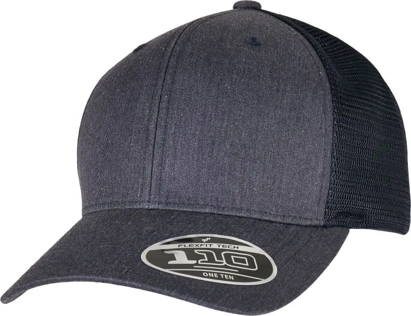 6 panelová síťovaná kšiltovka - heather grey/navy