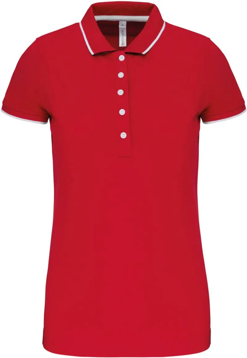 Dámské kontrastní piqué polo - red/white/navy