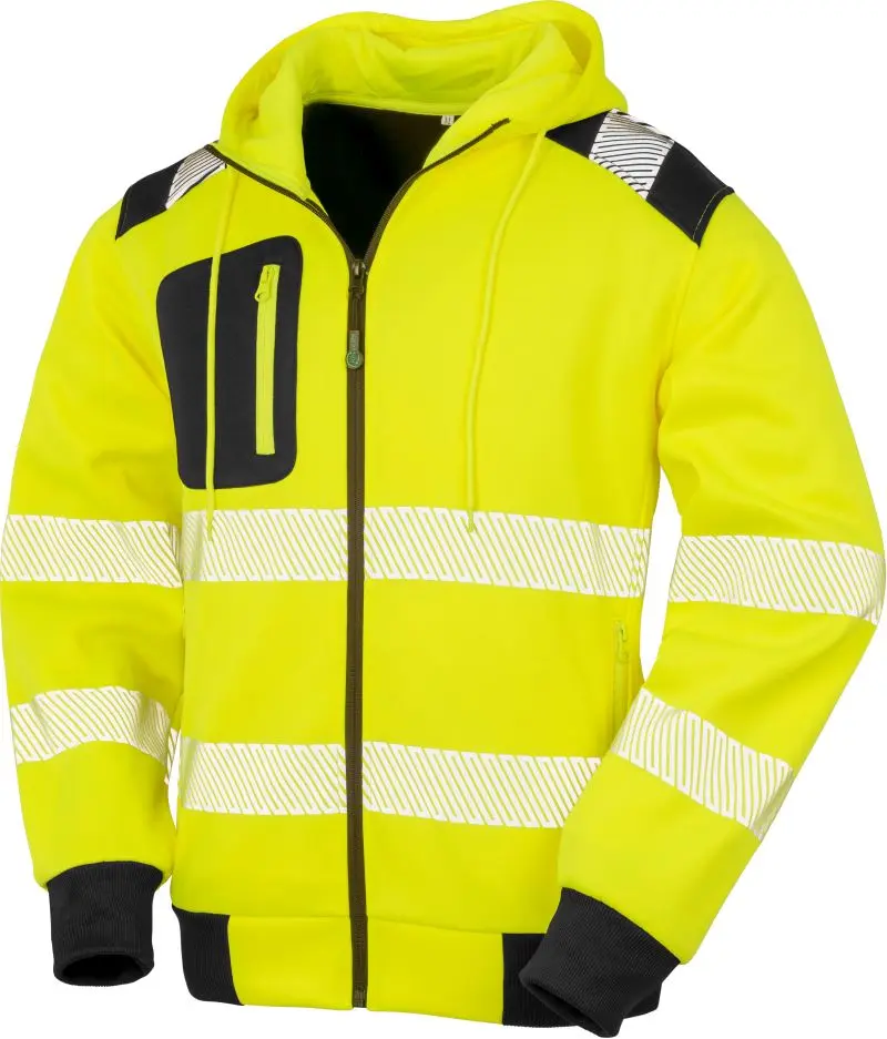 Bezpečnostní mikina s kapucí - fluorescent