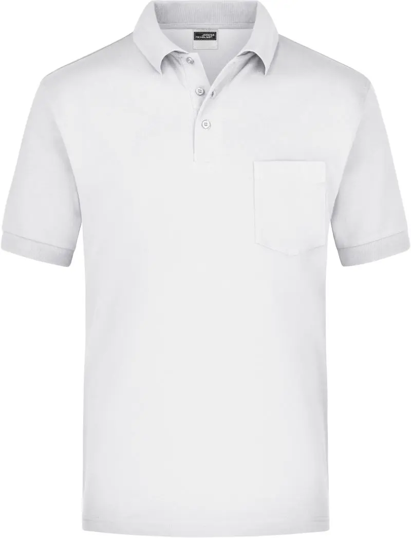 Piqué polo s náprsní kapsou - white