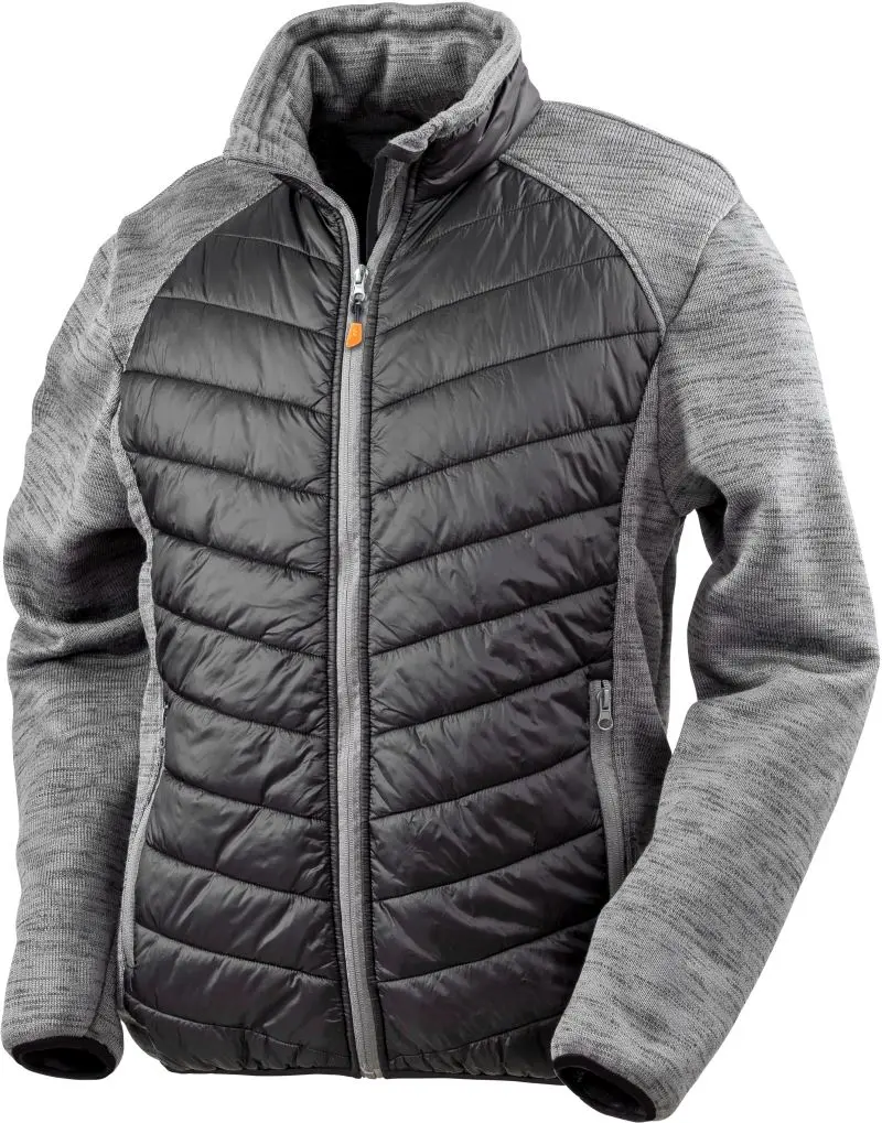 Hybridní pletená fleecová bunda "Elevator" - black/grey marl