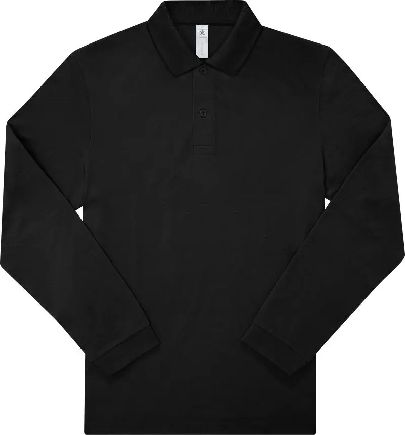 Piqué polo s dlouhým rukávem - black